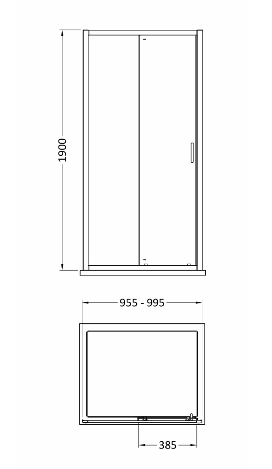 1000 x 760mm Brushed Brass Single Sliding Shower Enclosure With White Tray