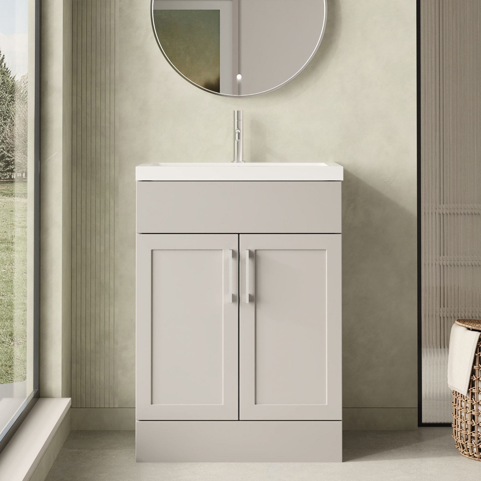 Nuie Lux Fable 600mm 2 Door Standard Floorstanding Unit – Pebble Grey