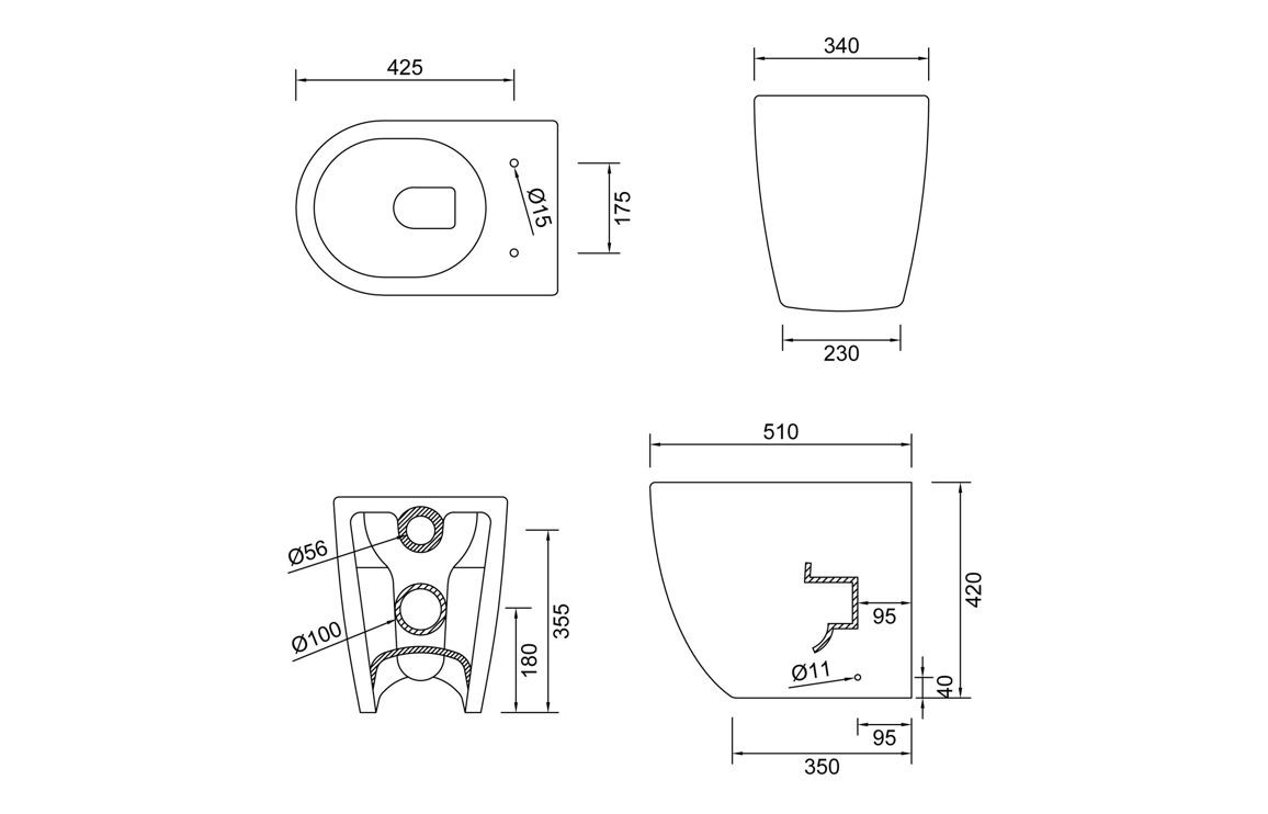 MyBathrooms Opus Swirlux Short Projection Back To Wall WC & Soft Close Seat