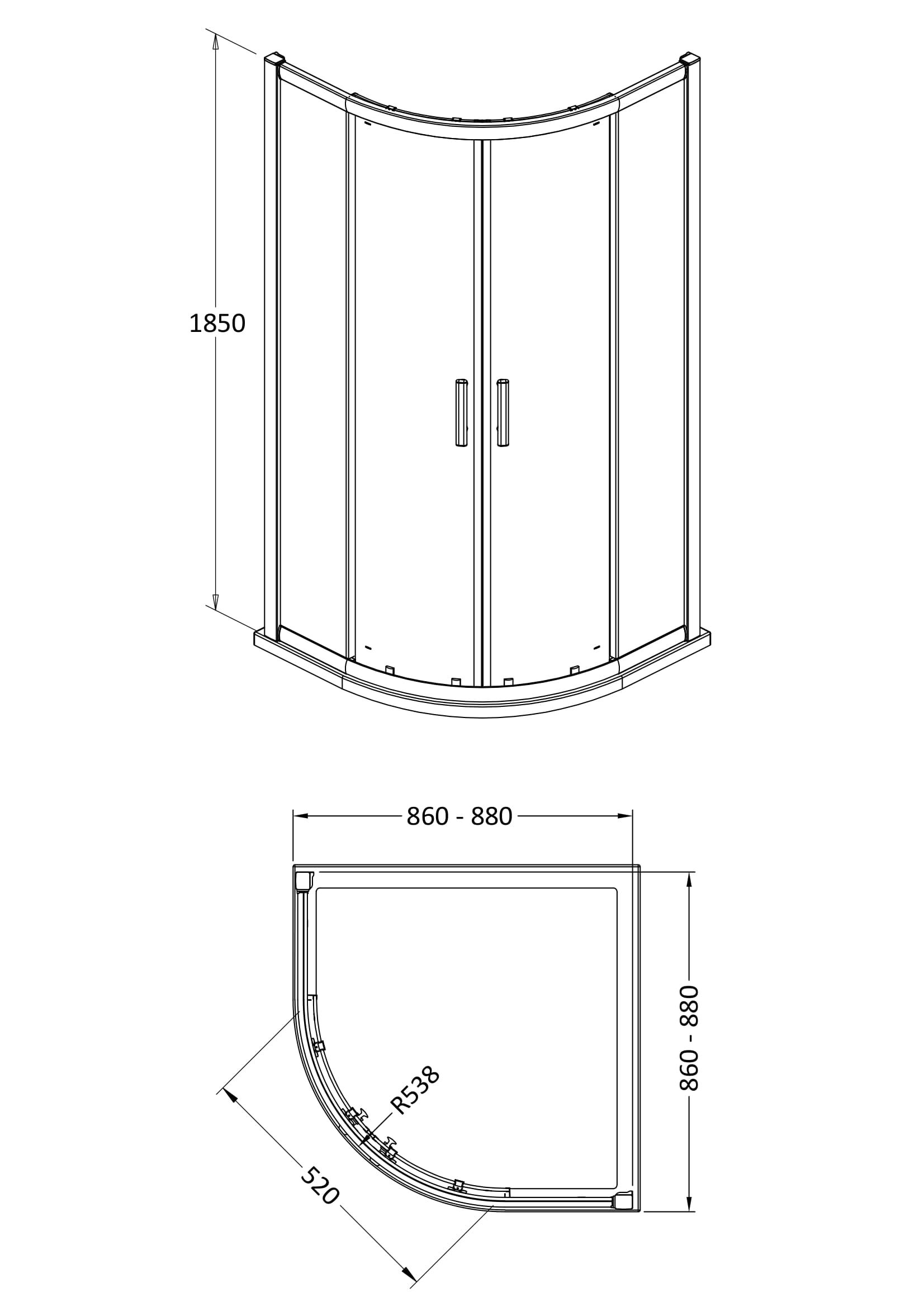 Hudson Reed Pacific Quadrant Shower Enclosure – 6mm Glass – Chrome