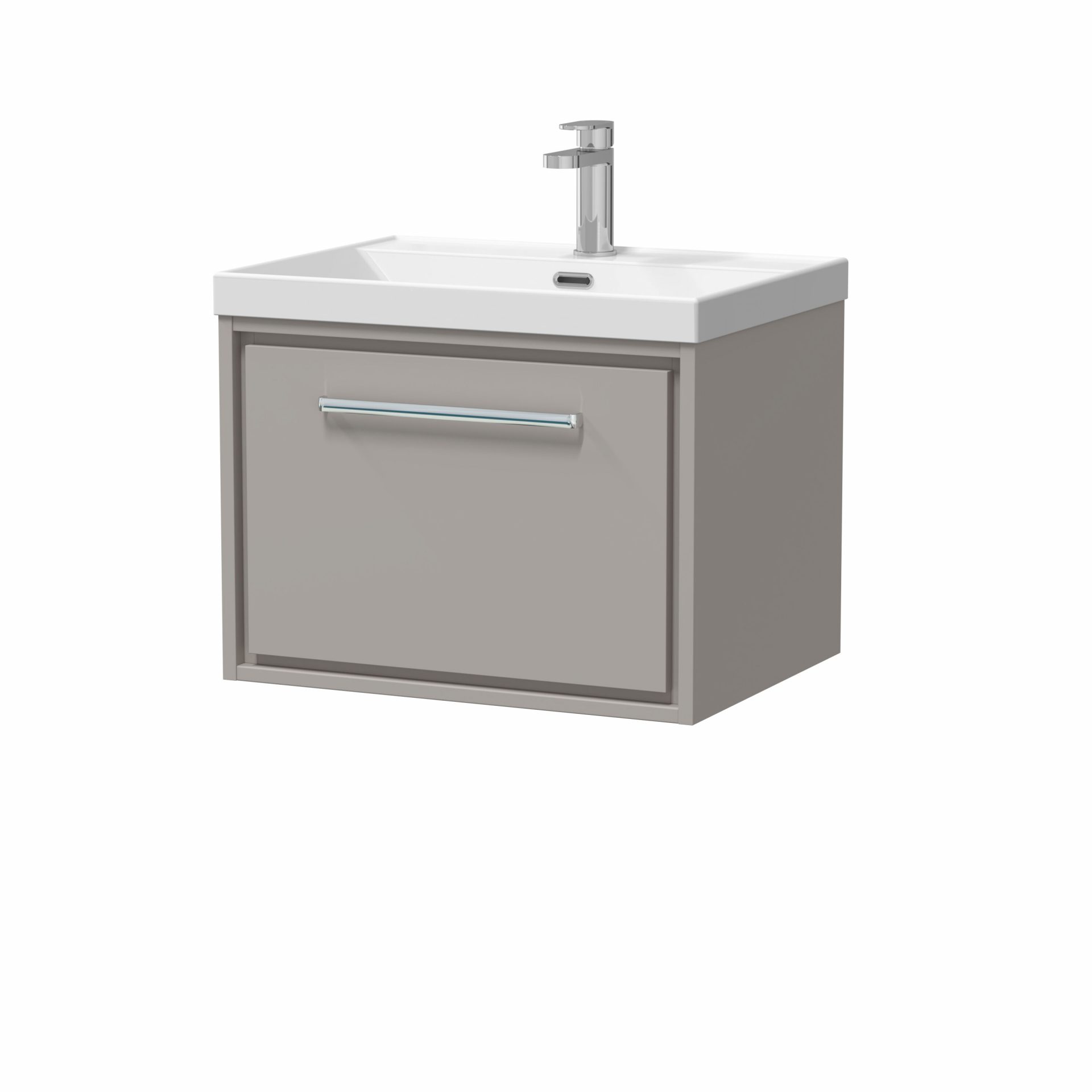 Hudson Reed Lille 600mm 1 Drawer Wall Hung Vanity Unit & Thin-Edge Basin – Pebble Grey