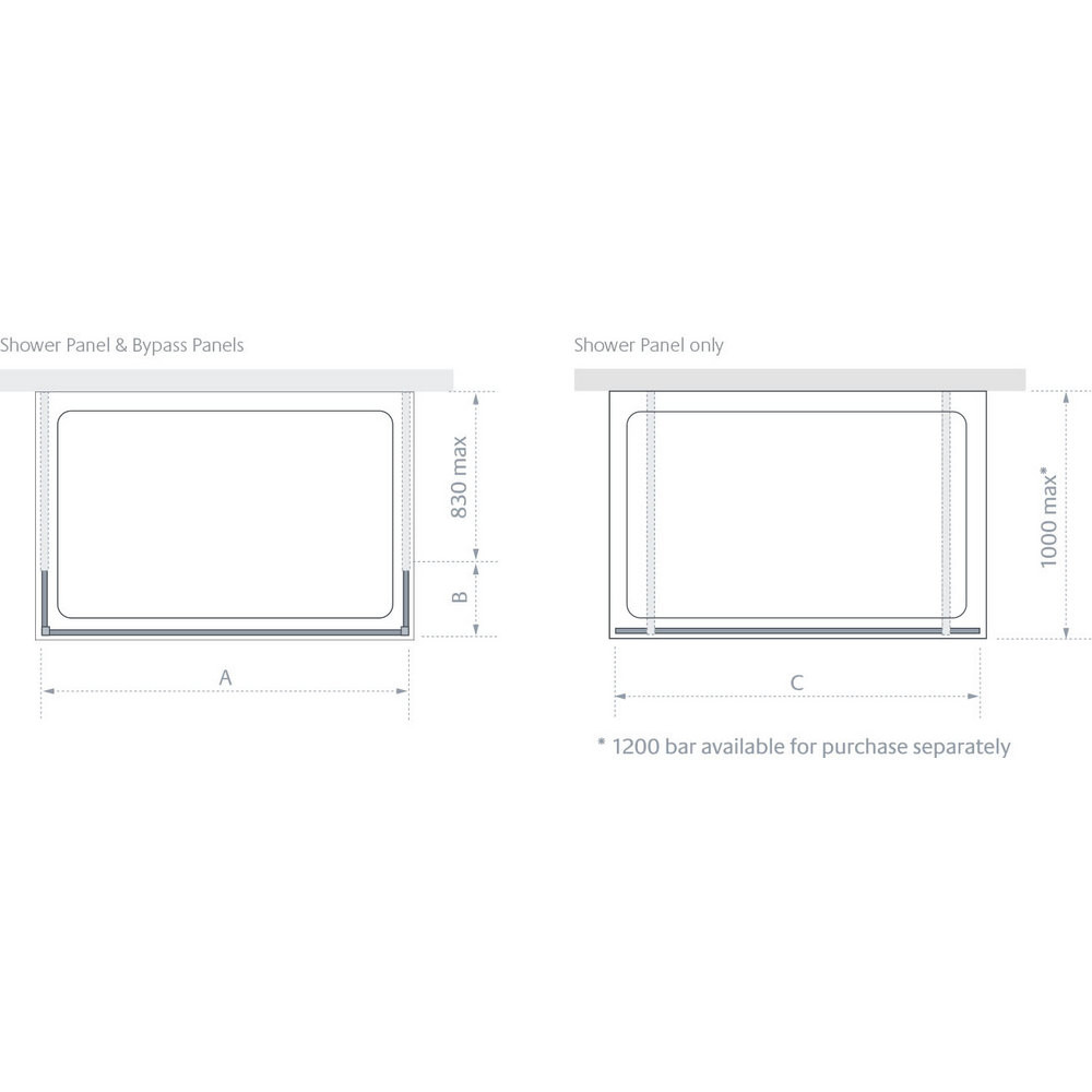 Lakes Walk In Riviera (Shower Panel & Bypass Panels) – Chrome