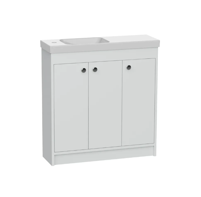 R2 Klein 800mm 3 Door Freestanding Vanity Unit & Basin – Gloss White
