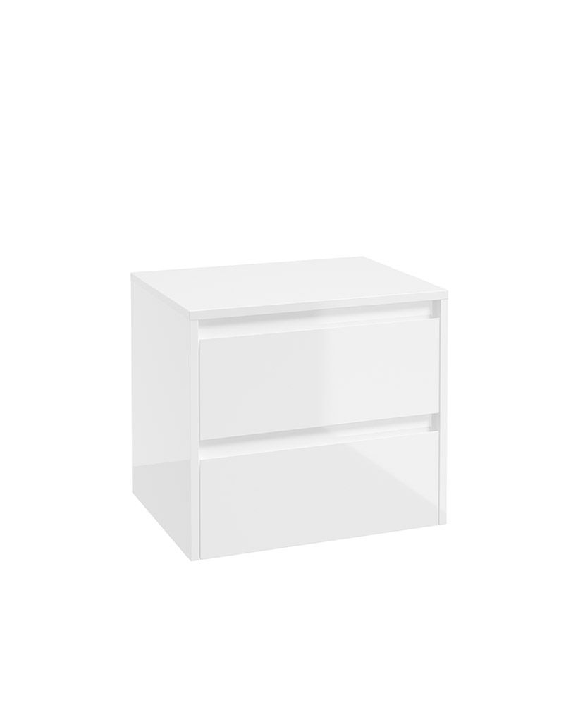Sonas Living Apex 600mm LED 2 Drawer Wall Hung Countertop Vanity Unit – Gloss White