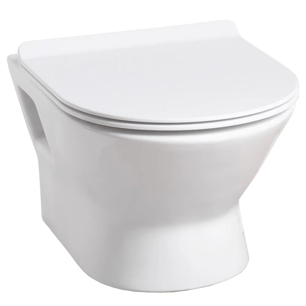 Qualitex Venice Rimless Wall-Hung Pan & Soft Close Seat