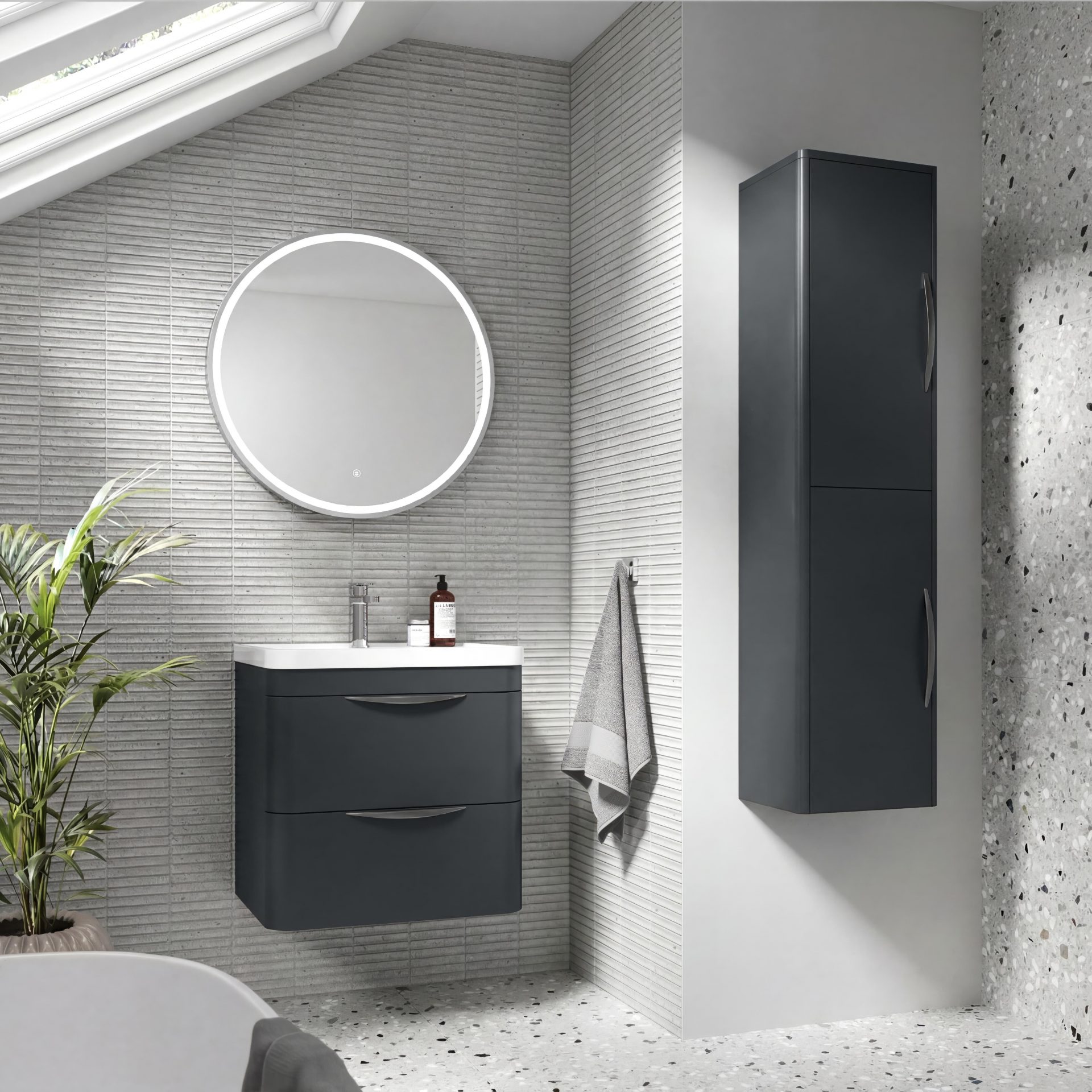 Nuie Parade 356mm 2 Door Wall Hung Tall Cabinet – Soft Black
