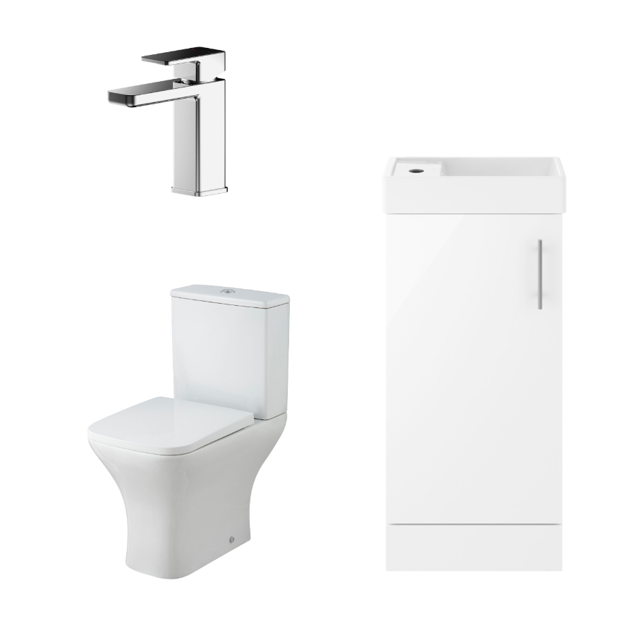400mm Gloss White Floor Standing Cloakroom Suite