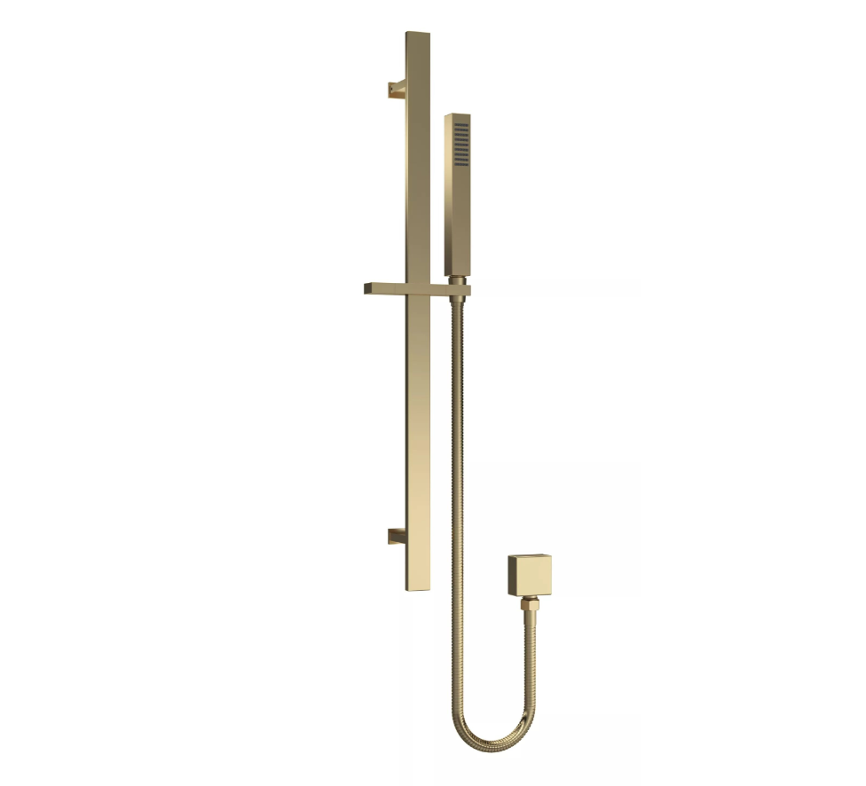 Nuie Lux Square Slider Rail Kit with Outlet Elbow – Brushed Brass