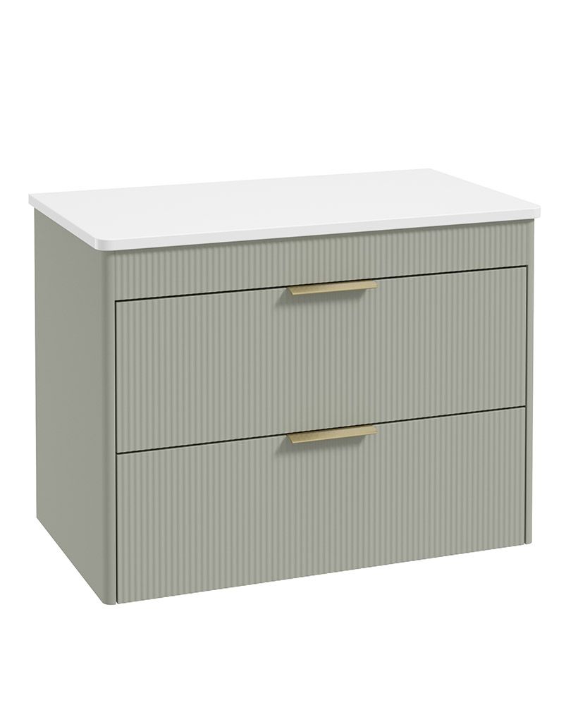 Sonas Reed 800mm 2 Drawer Countertop Wall Hung Unit with Optional Basin – Matt Lakeside Sage