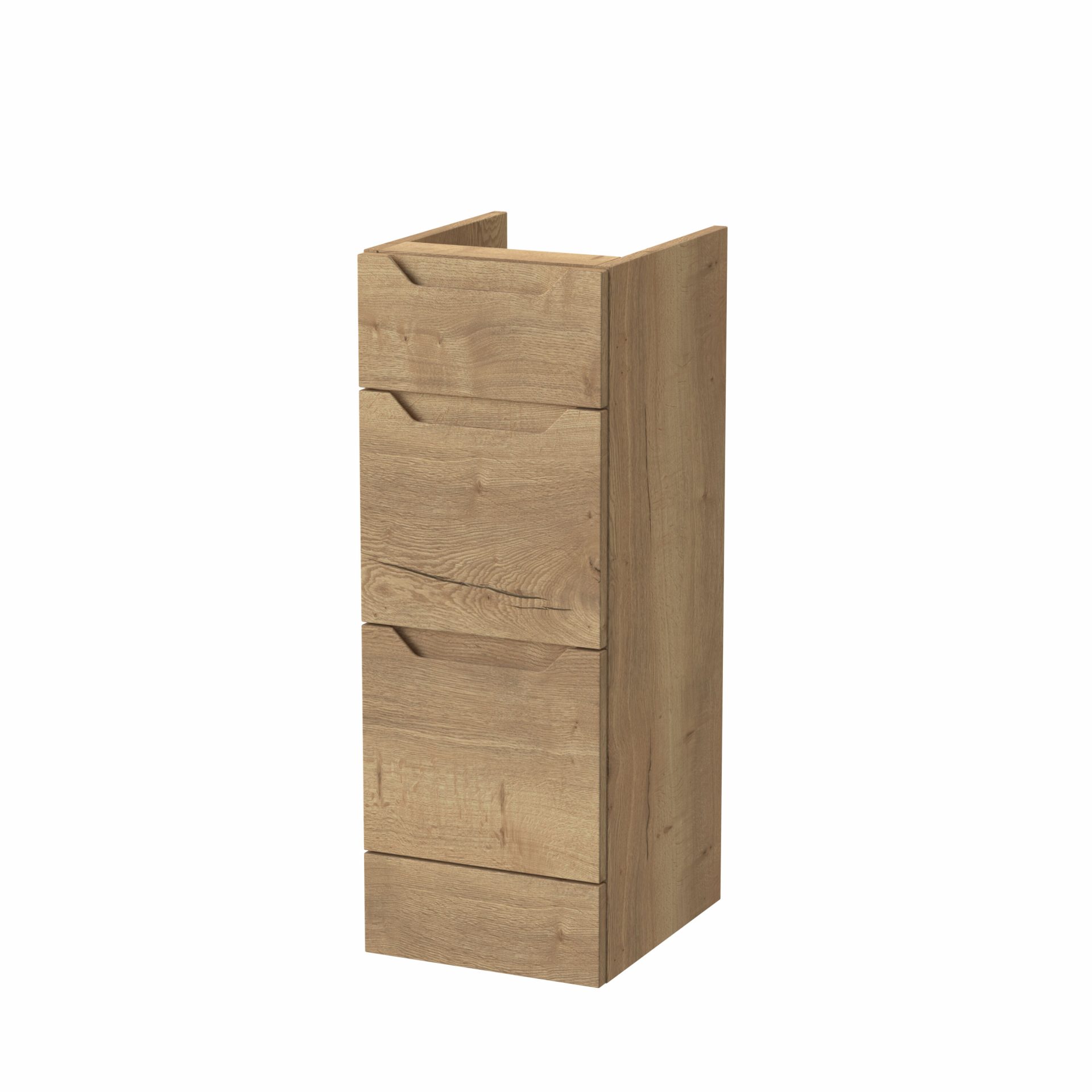 Nuie Lux Loave 300mm 3 Drawer Standard Floorstanding Unit – Autumn Oak
