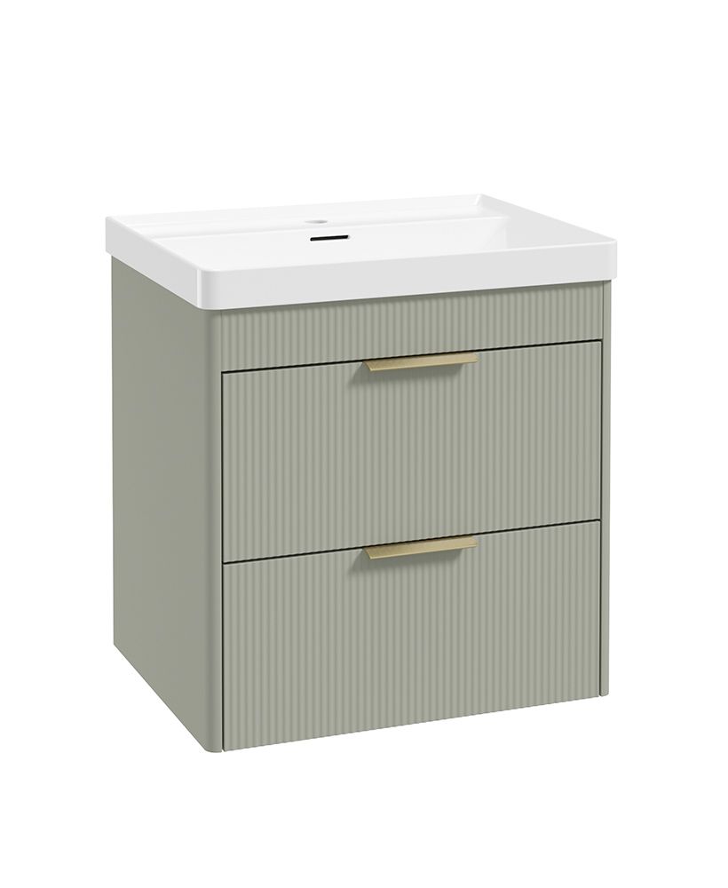 Sonas Reed 600mm 2 Drawer Wall Hung Unit & Basin – Matt Lakeside Sage