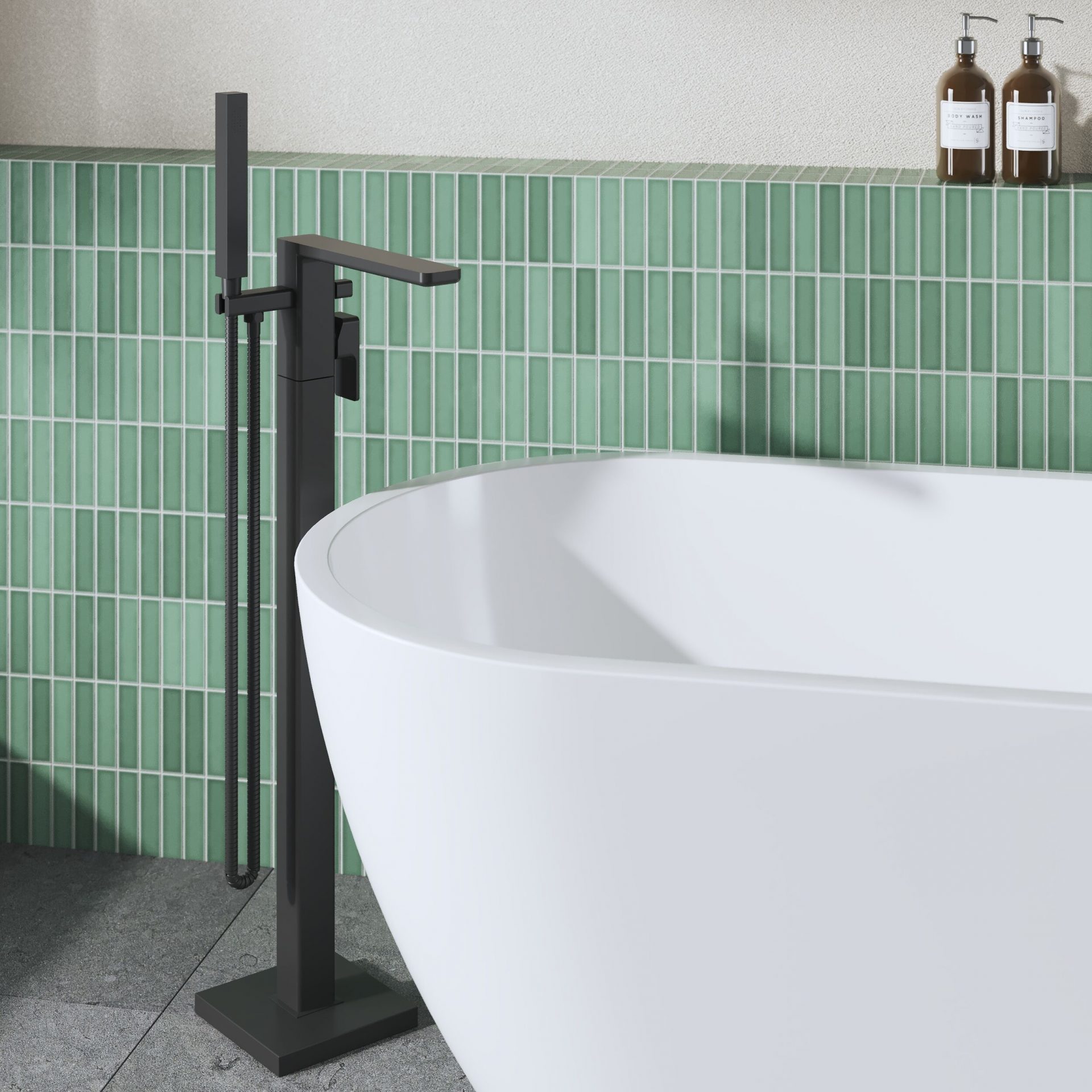 Nuie Windon Freestanding Bath Shower Mixer – Matt Black