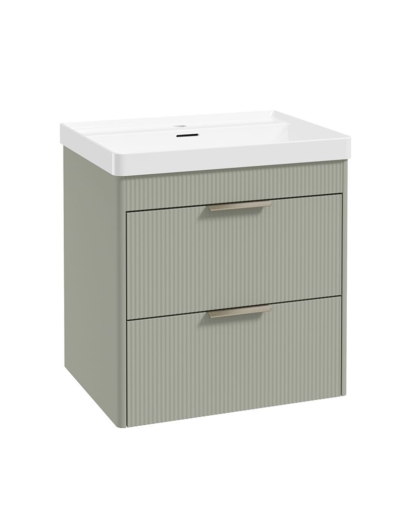 Sonas Reed 600mm 2 Drawer Wall Hung Unit & Basin – Matt Lakeside Sage
