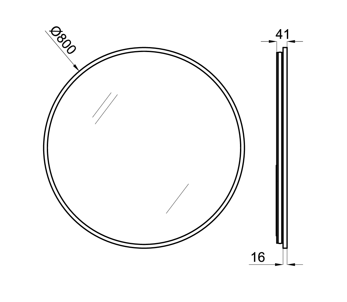 Porcelanosa Noken Round LED Mirror 80cm – Black