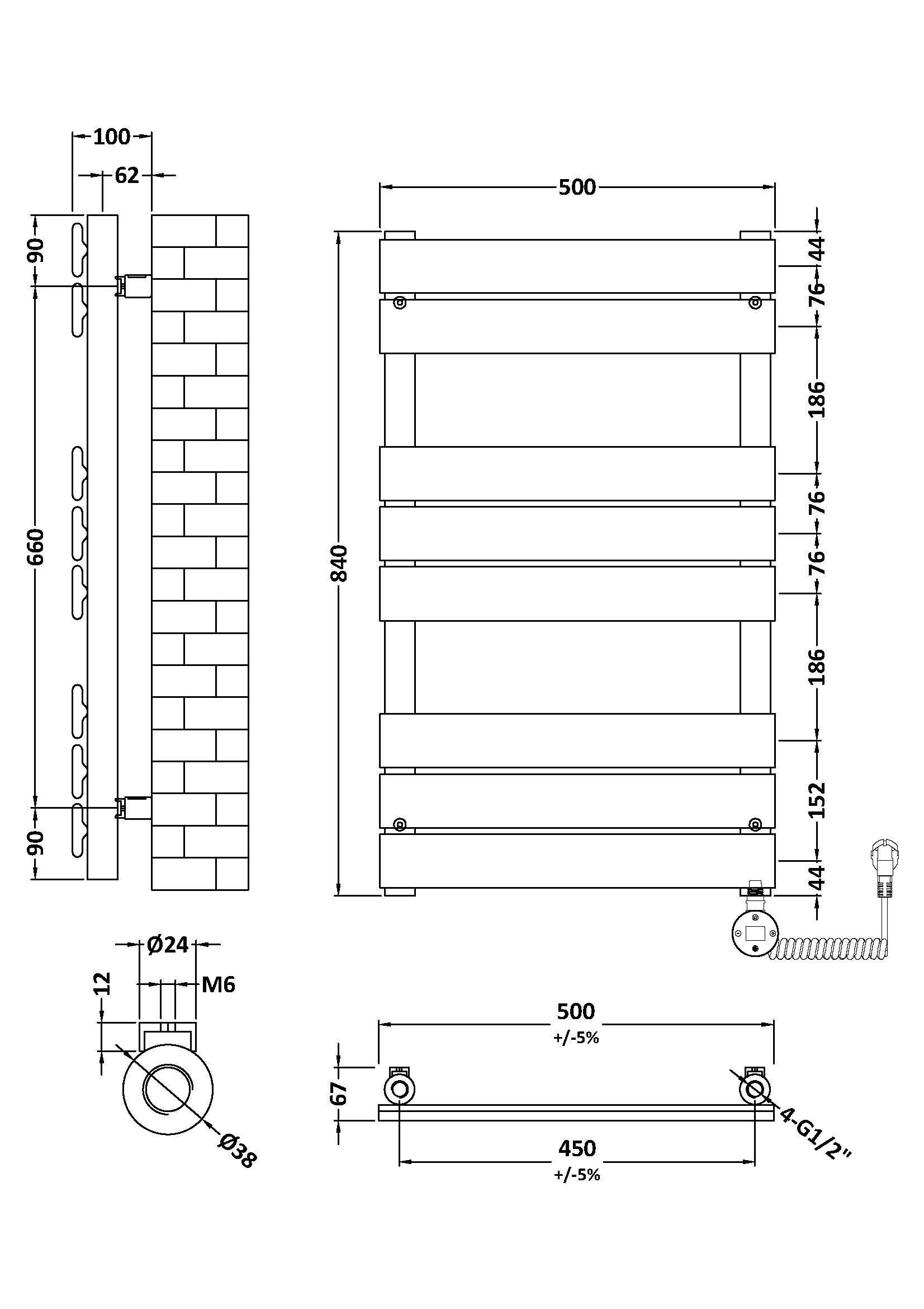 Nuie Vertical Electric Heated Towel Rail – Anthracite