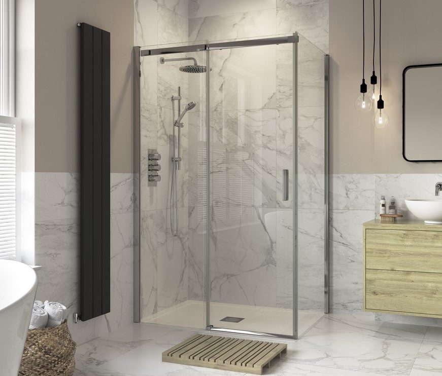 MyBathrooms Optimum Create Semi-Framed Sliding Door Shower Enclosure – Chrome