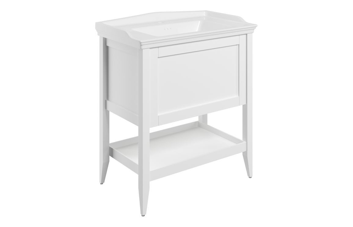 MyBathrooms Fonte 800mm 1 Drawer Floor Standing Unit & Basin – Matt White