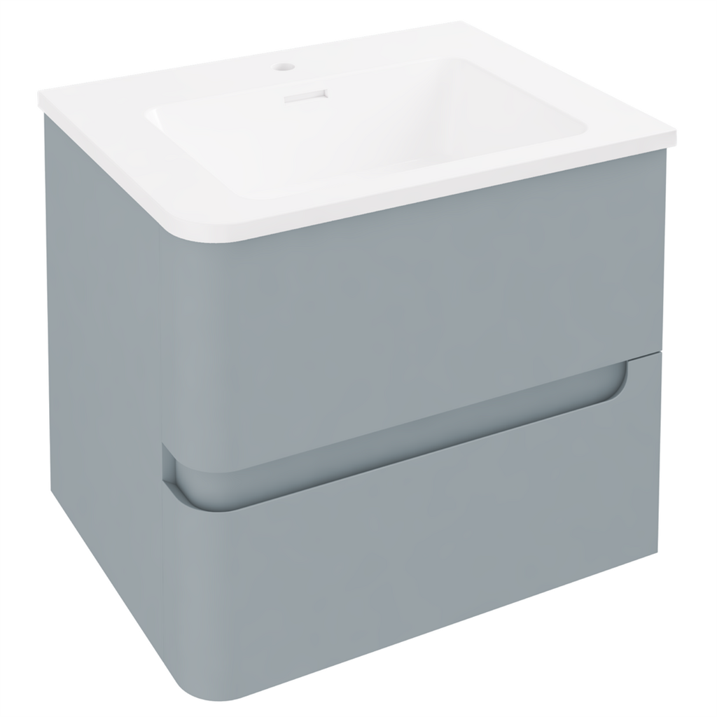 Eastbrook Arda 600mm 2 Drawer Wall Hung Unit & Basin, LH – Matt Grey