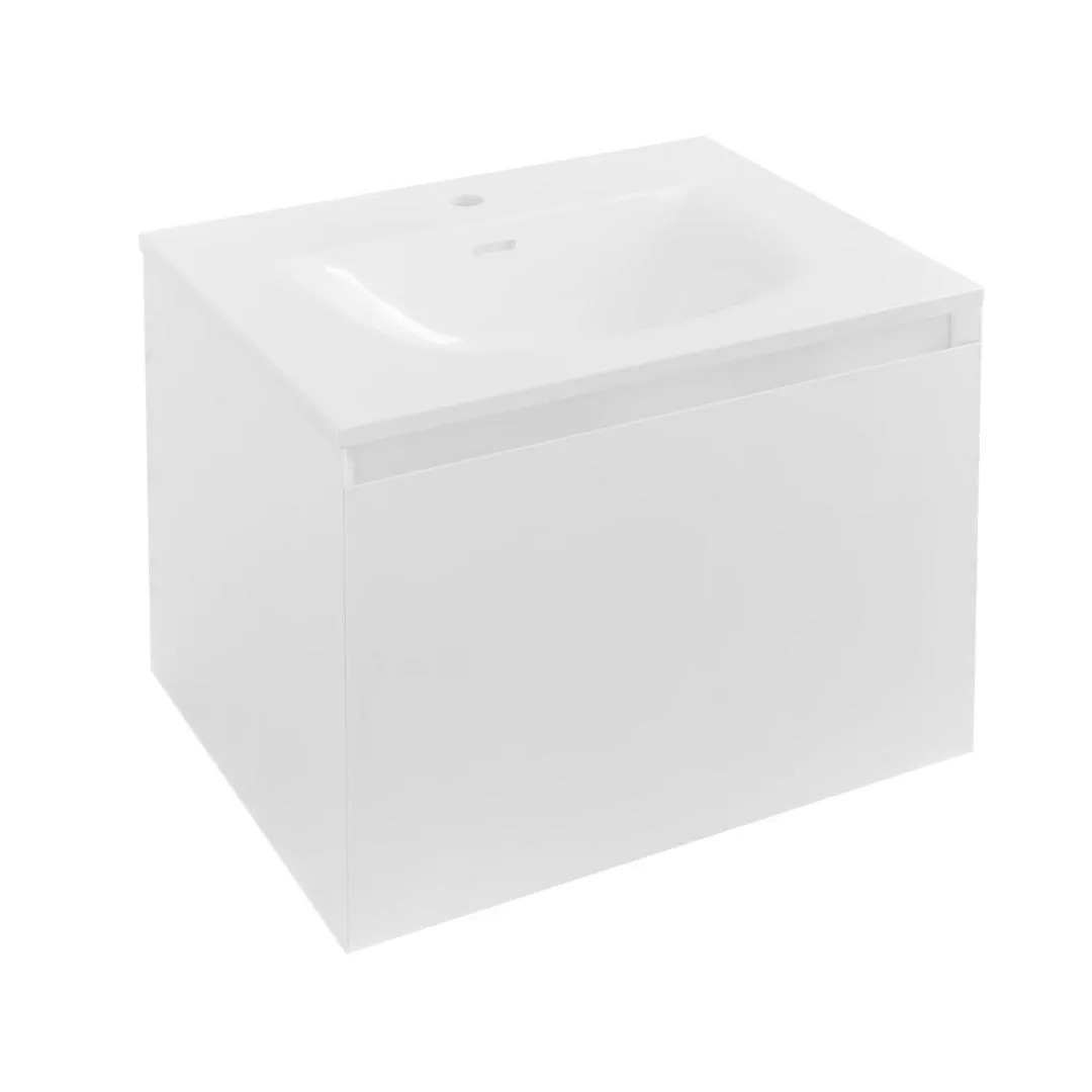 Eastbrook Badbury 600mm 1 Drawer Wall Hung Unit & Basin – Gloss White