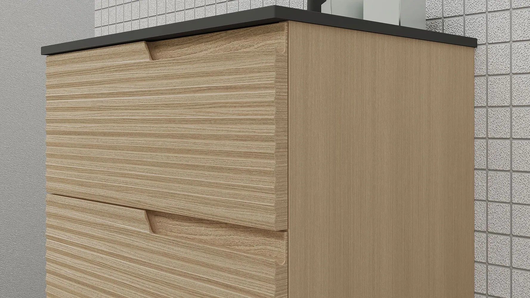 Qualitex Civetta 600mm 2 Drawer Wall Hung Unit & Basin – Light Oak
