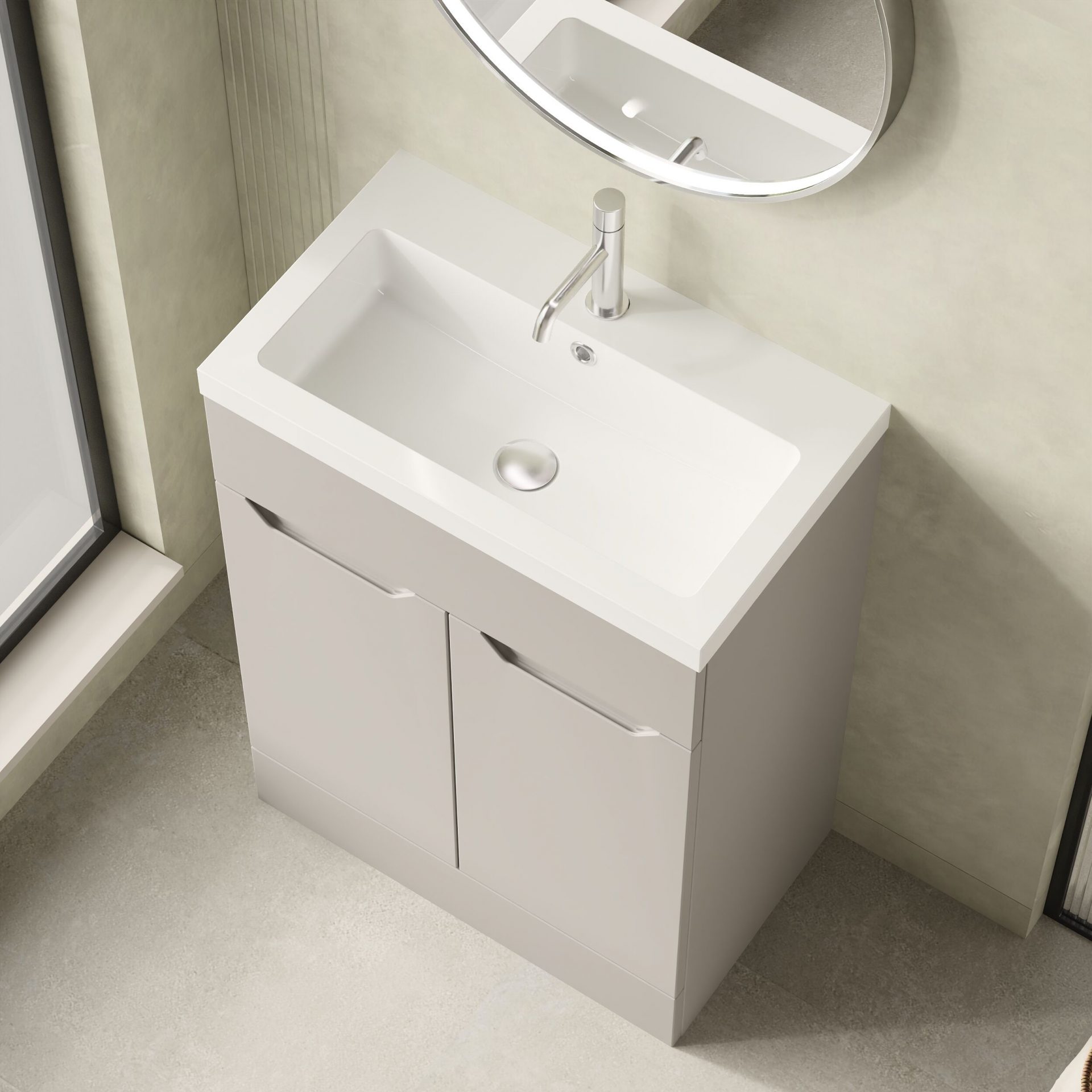 Nuie Lux Loave 600mm 2 Door Standard Floorstanding Unit – Pebble Grey