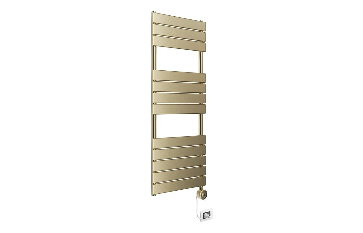MyBathrooms Novo Electric Square Ladder Radiator 500x1200x50mm – Brushed Brass
