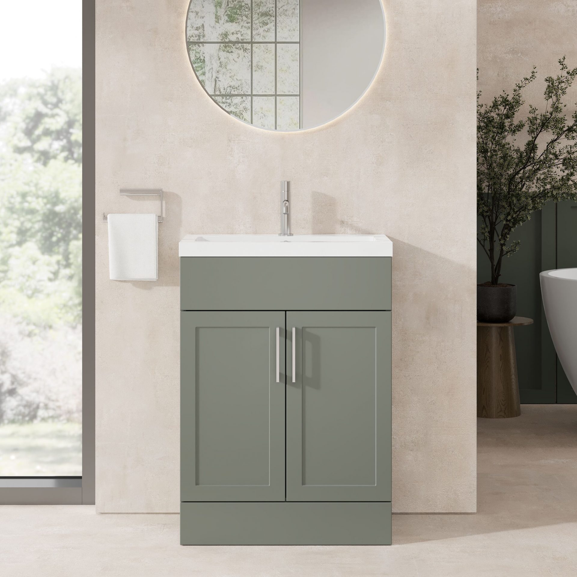 Nuie Lux Fable 600mm 2 Door Standard Floorstanding Unit – Fern Green