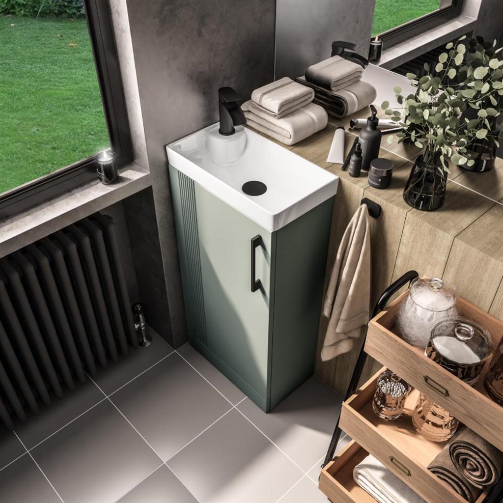 Eastbrook Cranham 400mm Cloakroom Unit & Basin – Sage Green