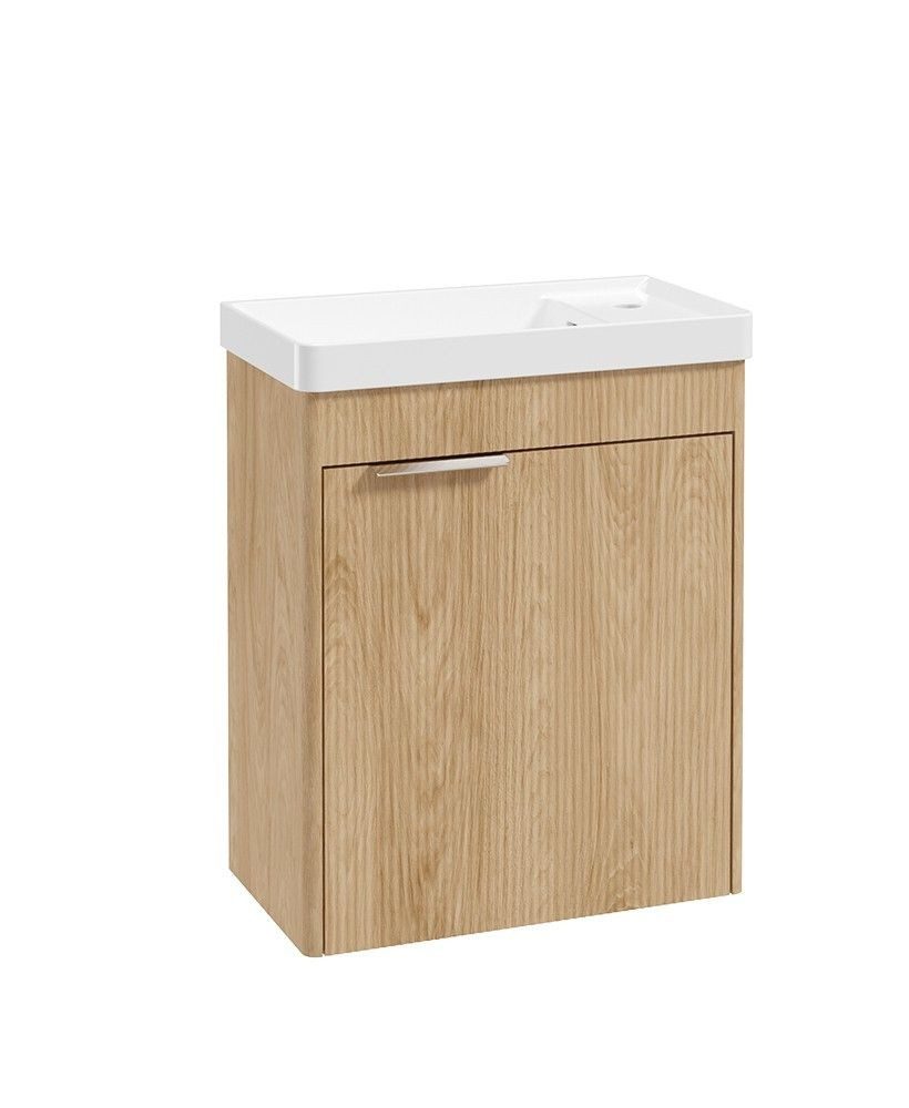 Sonas Reed Cloakroom 550mm 1 Door Wall Hung Unit & Basin – Stillwater Alder