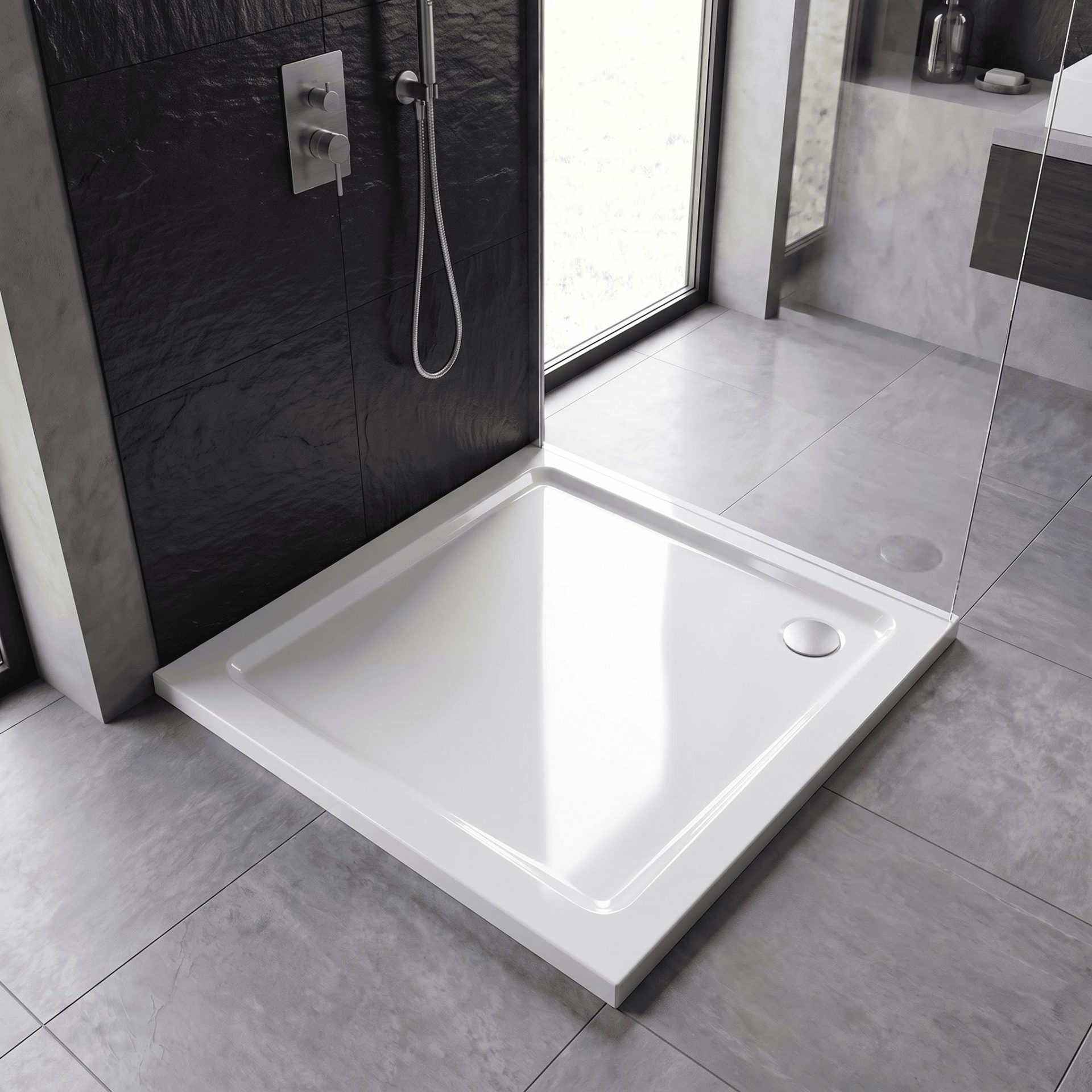 Nuie 40mm Slimline Square Shower Tray – Gloss White