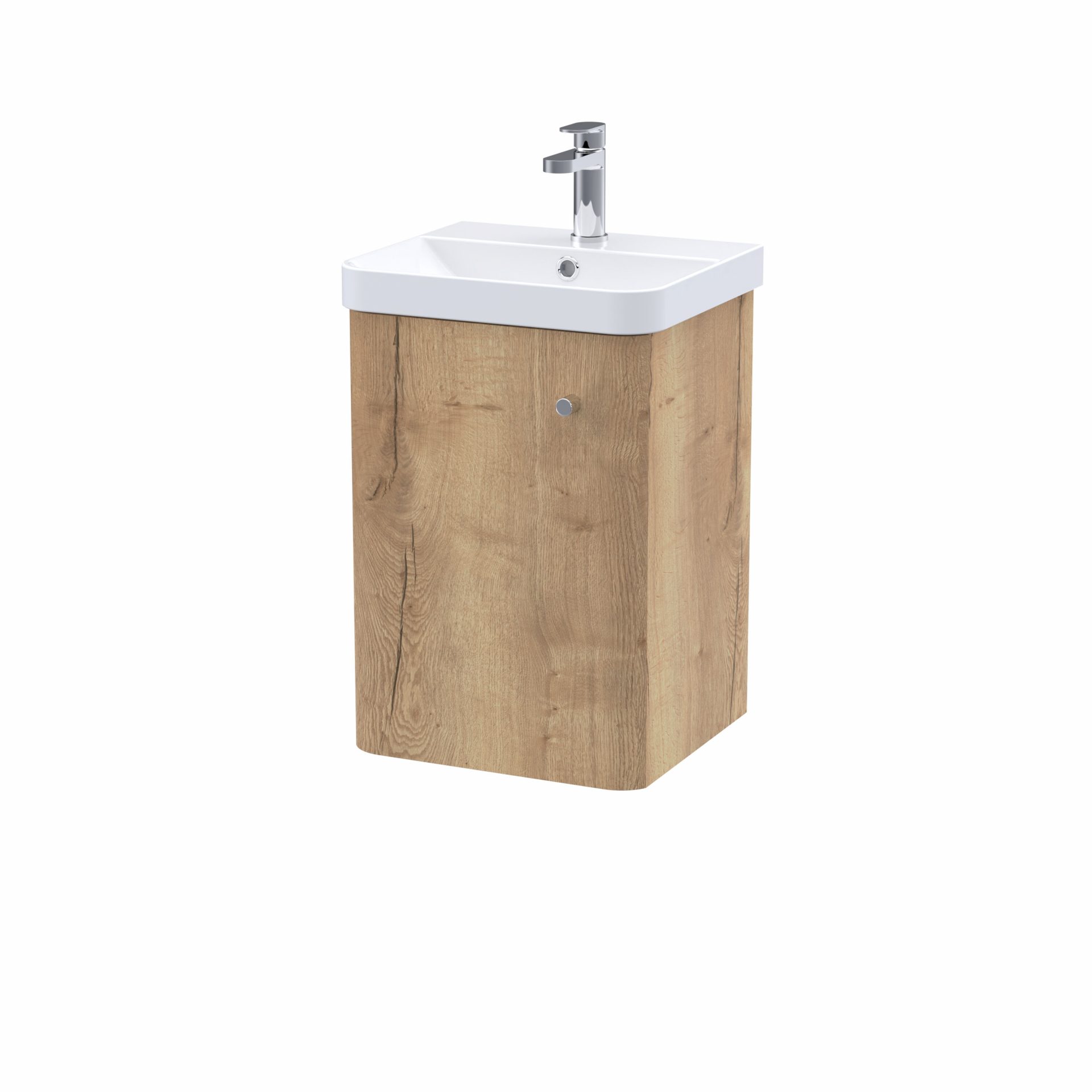 Nuie Core 400mm 1 Door Wall Hung Vanity & Basin – Autumn Oak
