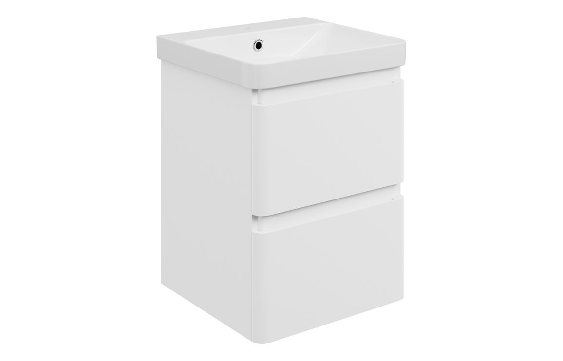 MyBathrooms Clara 500mm 2 Drawer Wall Hung Unit & 1TH Basin – Matt White