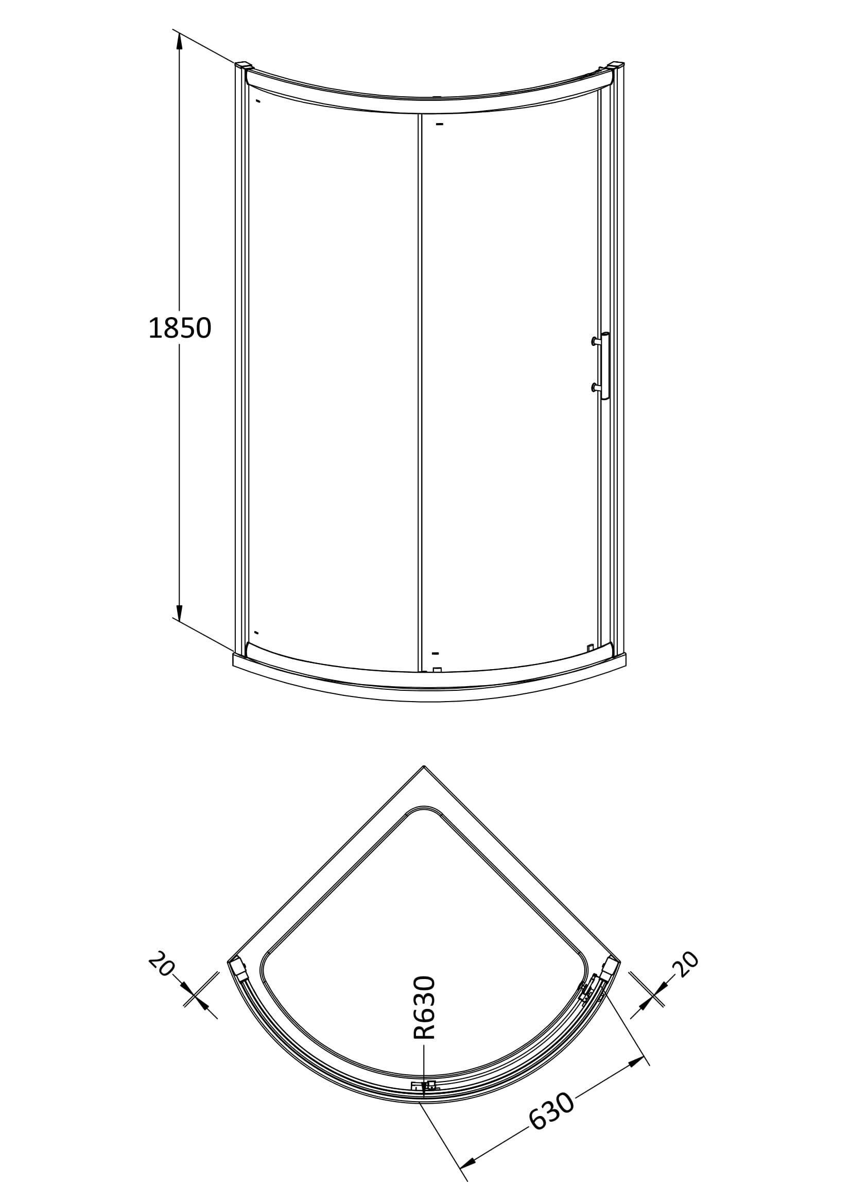 Hudson Reed Pacific 860mm Single Entry Quadrant Shower Enclosure – 6mm Glass – Chrome