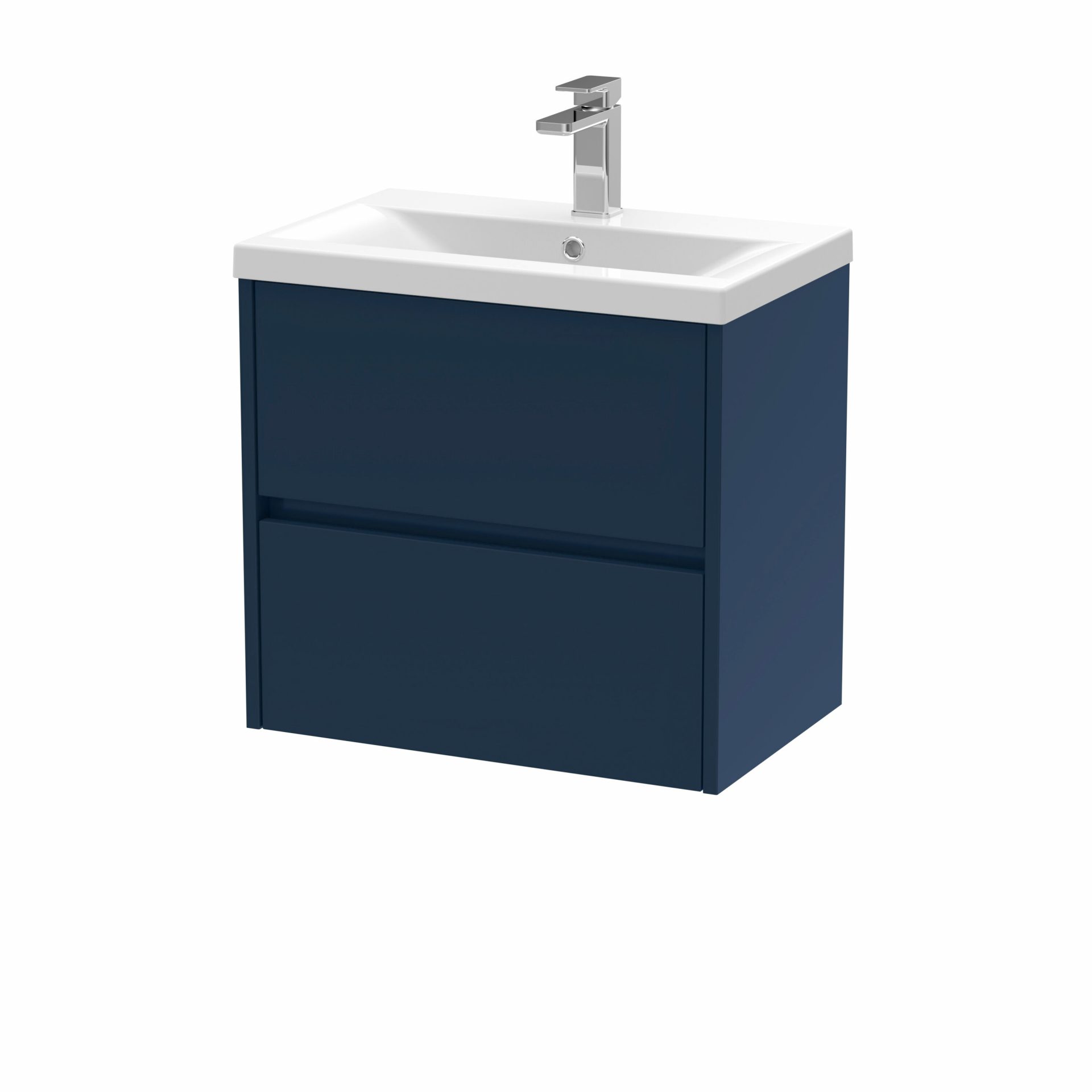 Nuie Havana 600mm 2 Drawer Wall Hung Unit & Mid Edge Basin – Midnight Blue