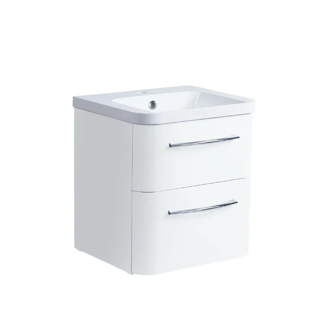 Roper Rhodes System 500mm 2 Drawer Wall Hung Unit & Basin – Gloss White