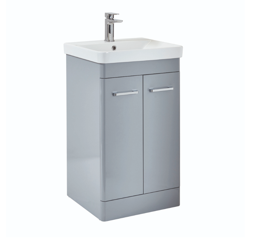 Scudo Rossini 500mm Floorstanding Vanity Unit & Basin – Pebble Grey