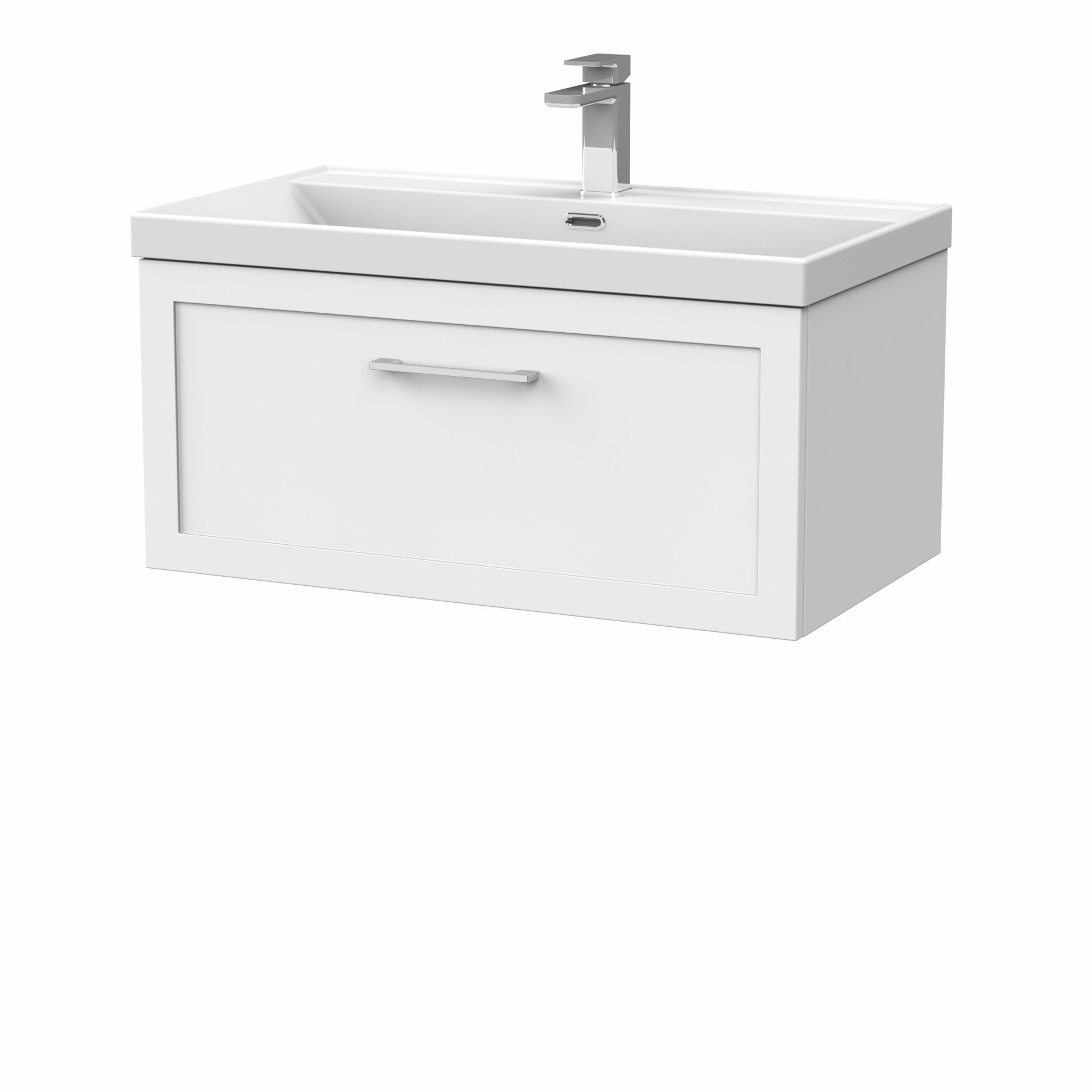 Nuie Lux Larck 800mm 1 Drawer Wall Hung Vanity Unit – Matt White