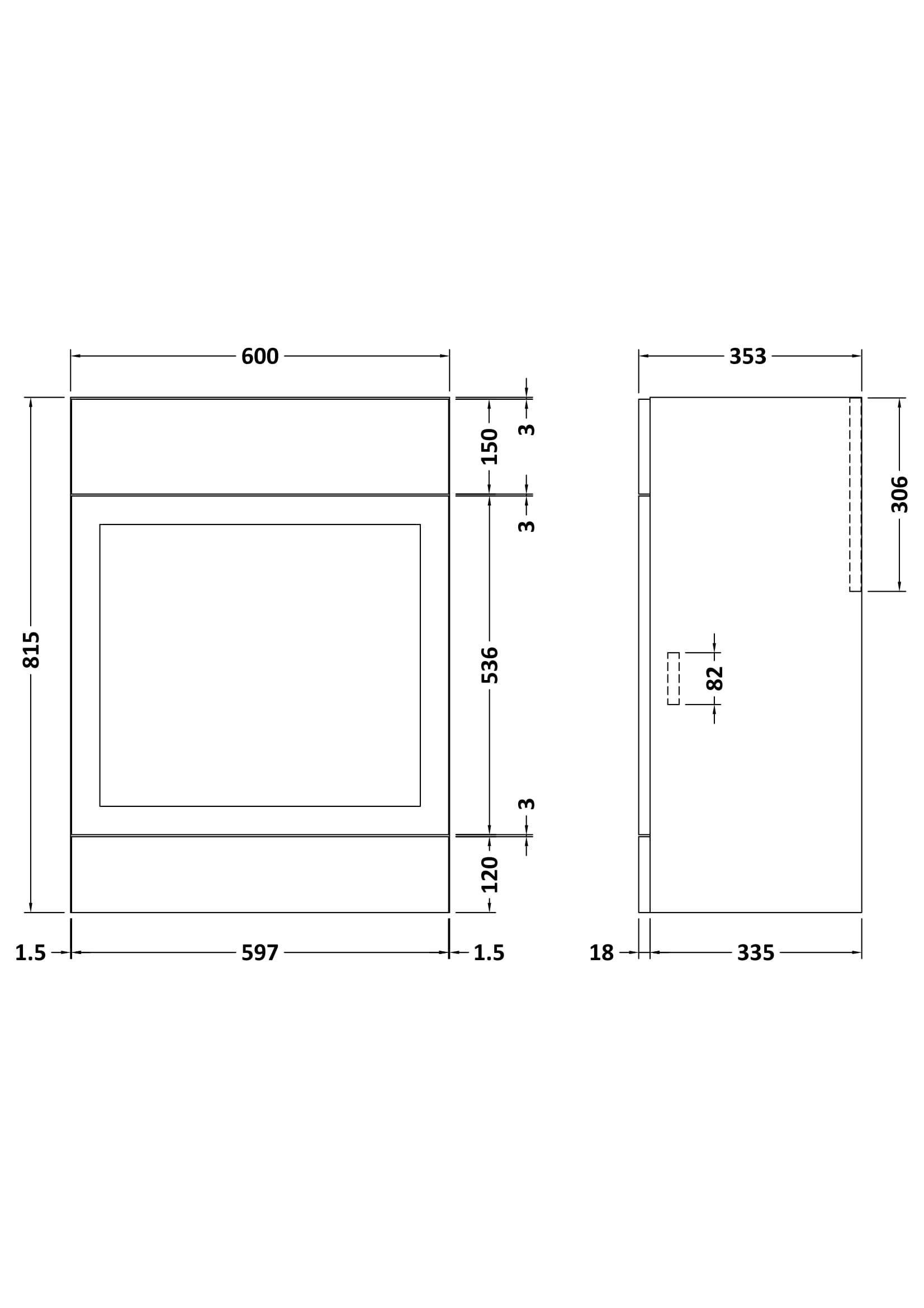 Nuie Lux Fable 600mm Standard Floorstanding WC Unit – Matt White