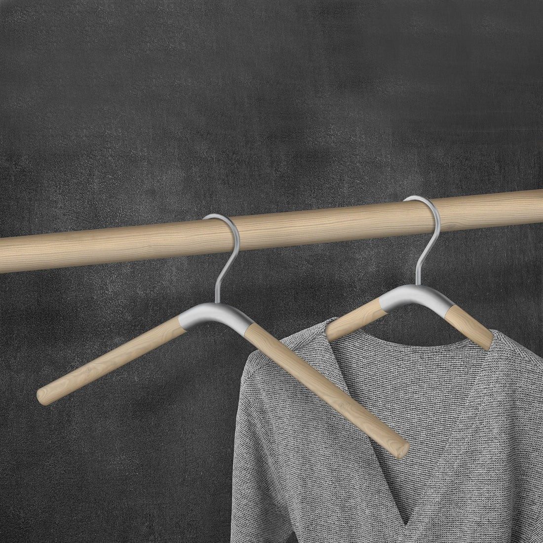 Smedbo Beslagsboden Clothes Hanger, Pair – Grey and Beech