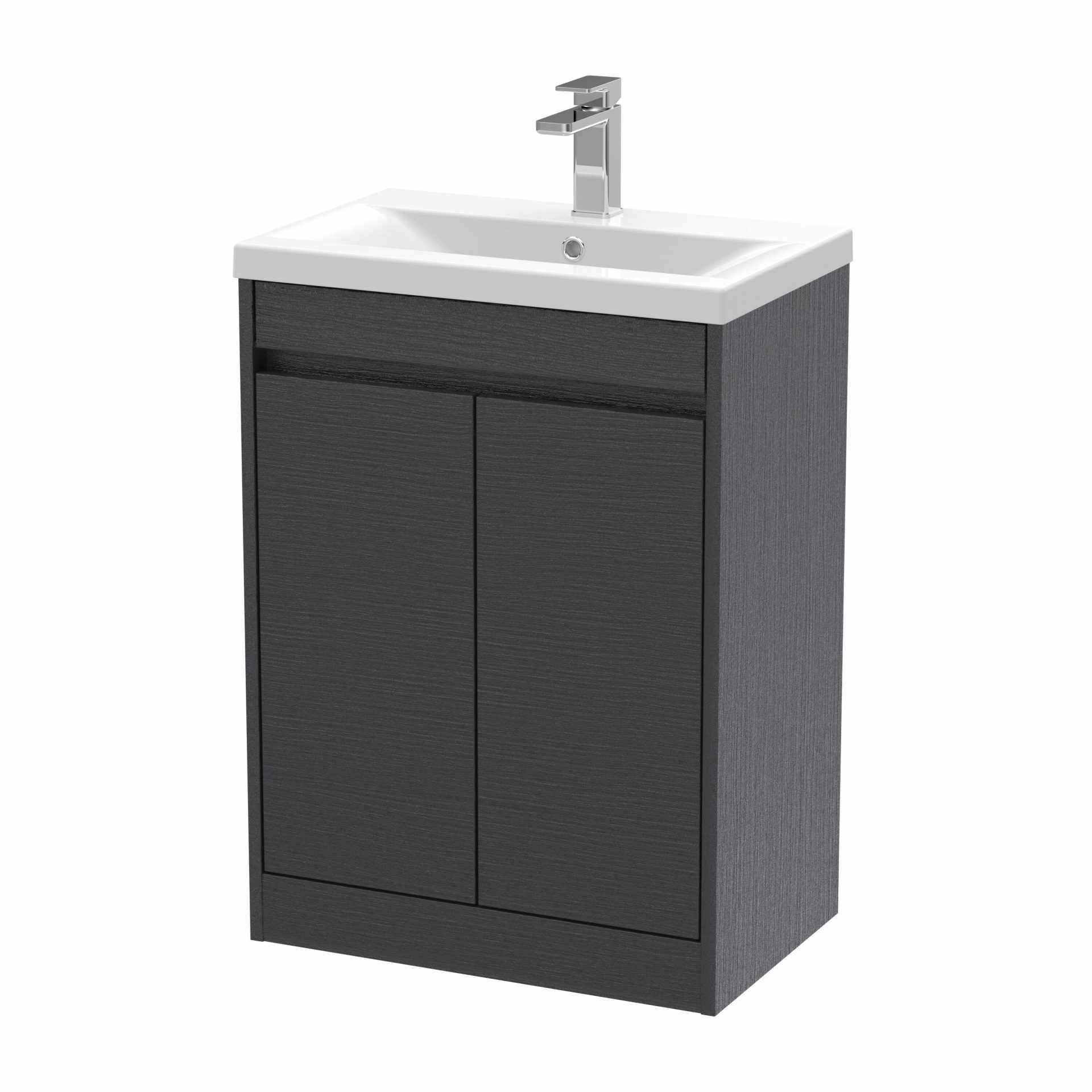 Nuie Havana 600mm 2 Door Floor Standing Unit & Mid-Edge Basin – Graphite Grey