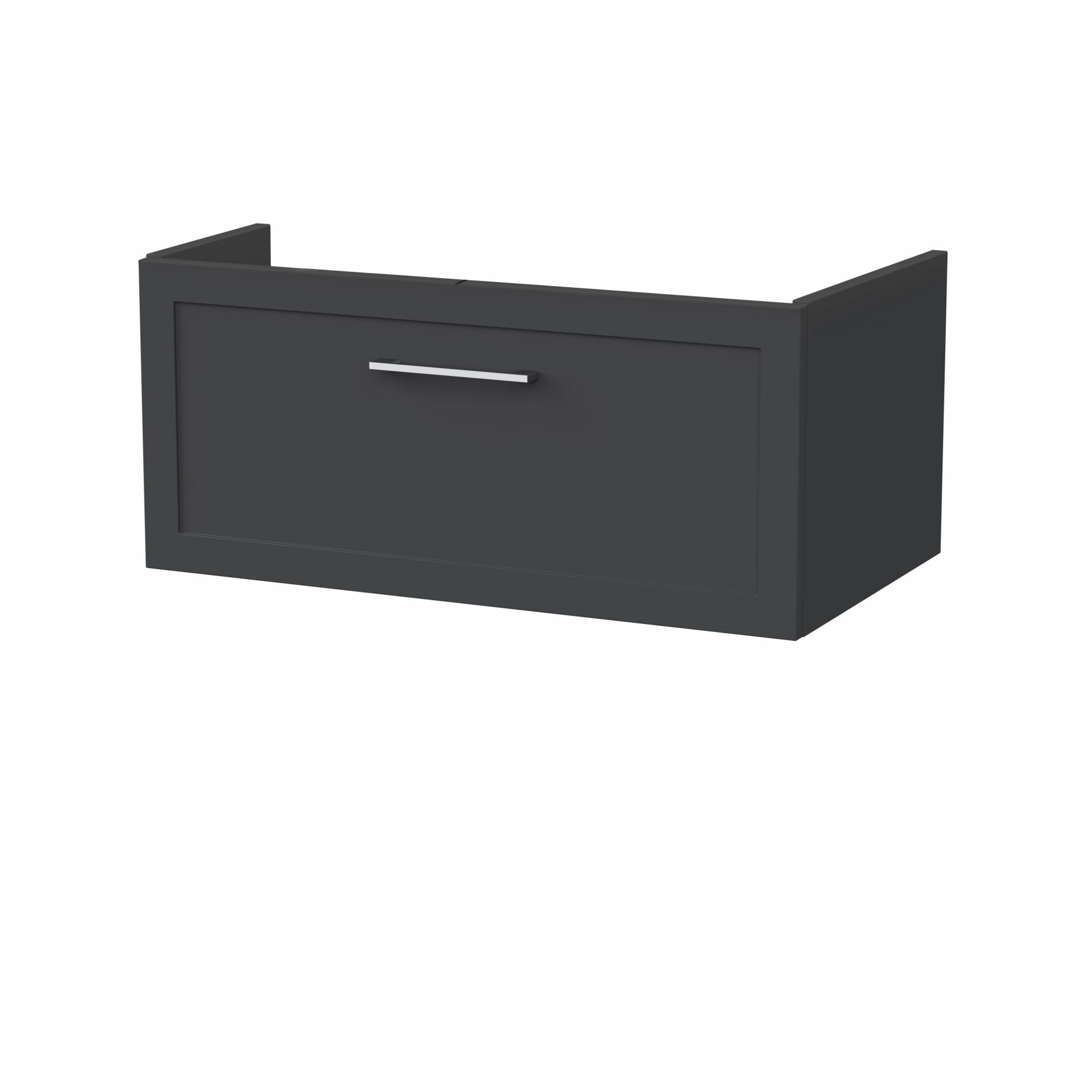 Nuie Lux Larck 800mm 1 Drawer Wall Hung Vanity Unit – Soft Black