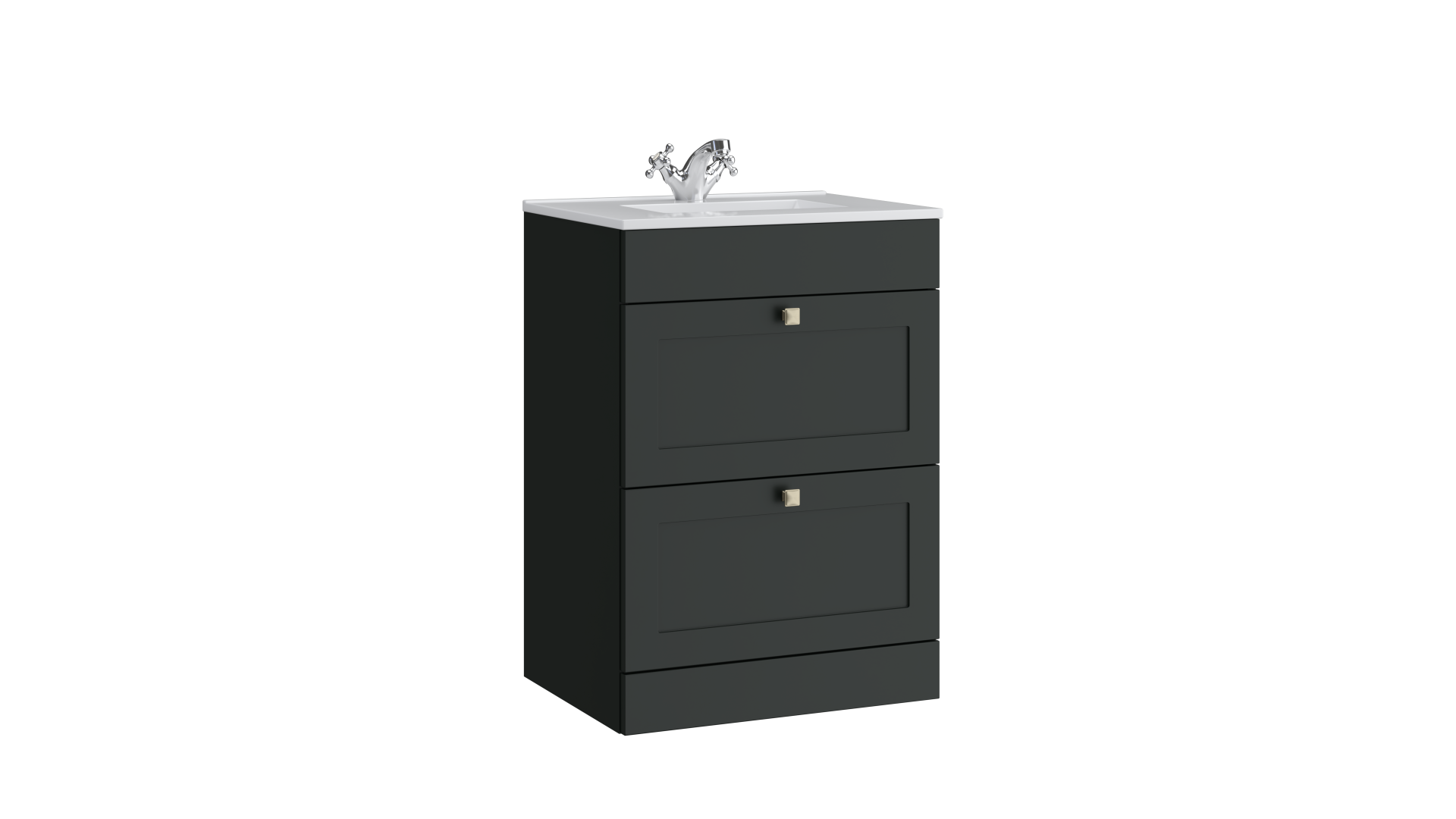 Kartell Sanctuary 600mm 2 Drawer Floor Standing Unit & Basin – Matt Anthracite