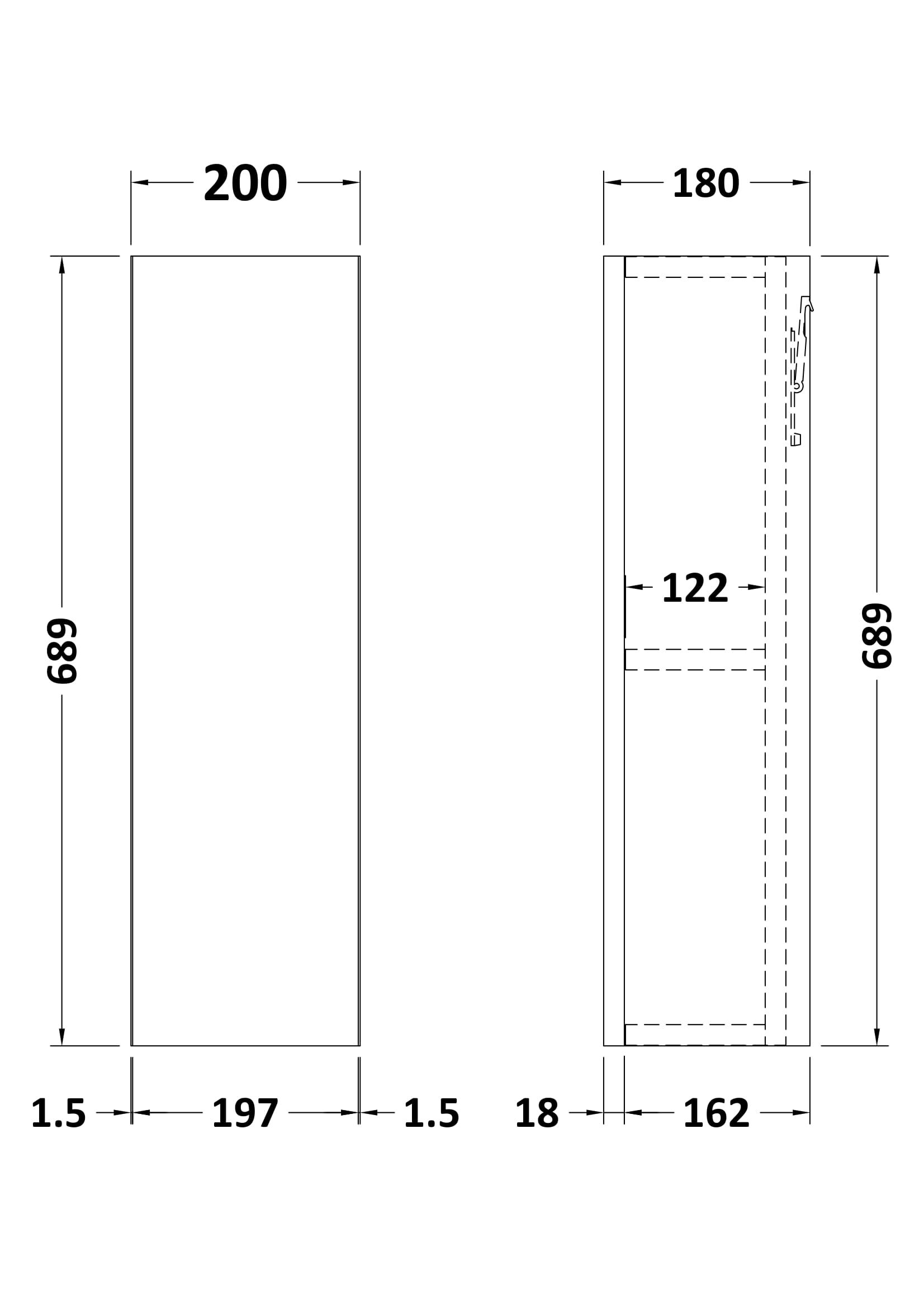 Nuie Lux Krest 200mm 1 Door Wall Hung Cabinet – Matt White