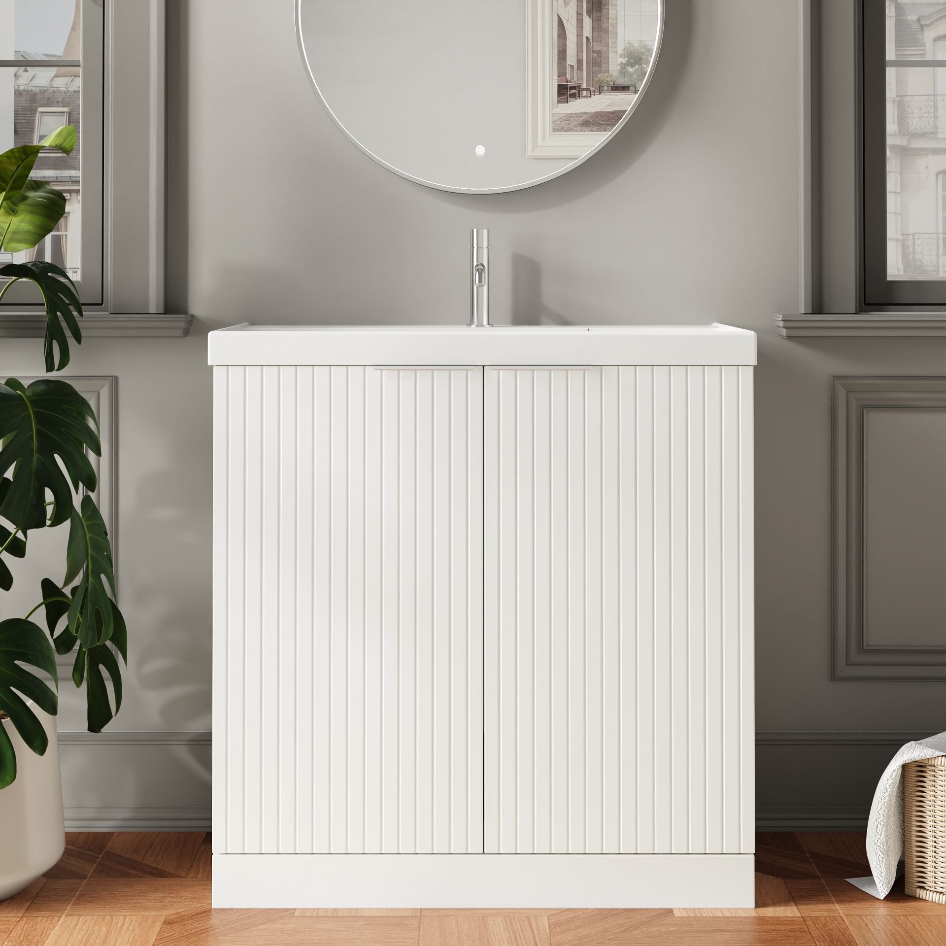 Nuie Lux Flume 800mm 2 Door Floorstanding Vanity Unit – Matt White