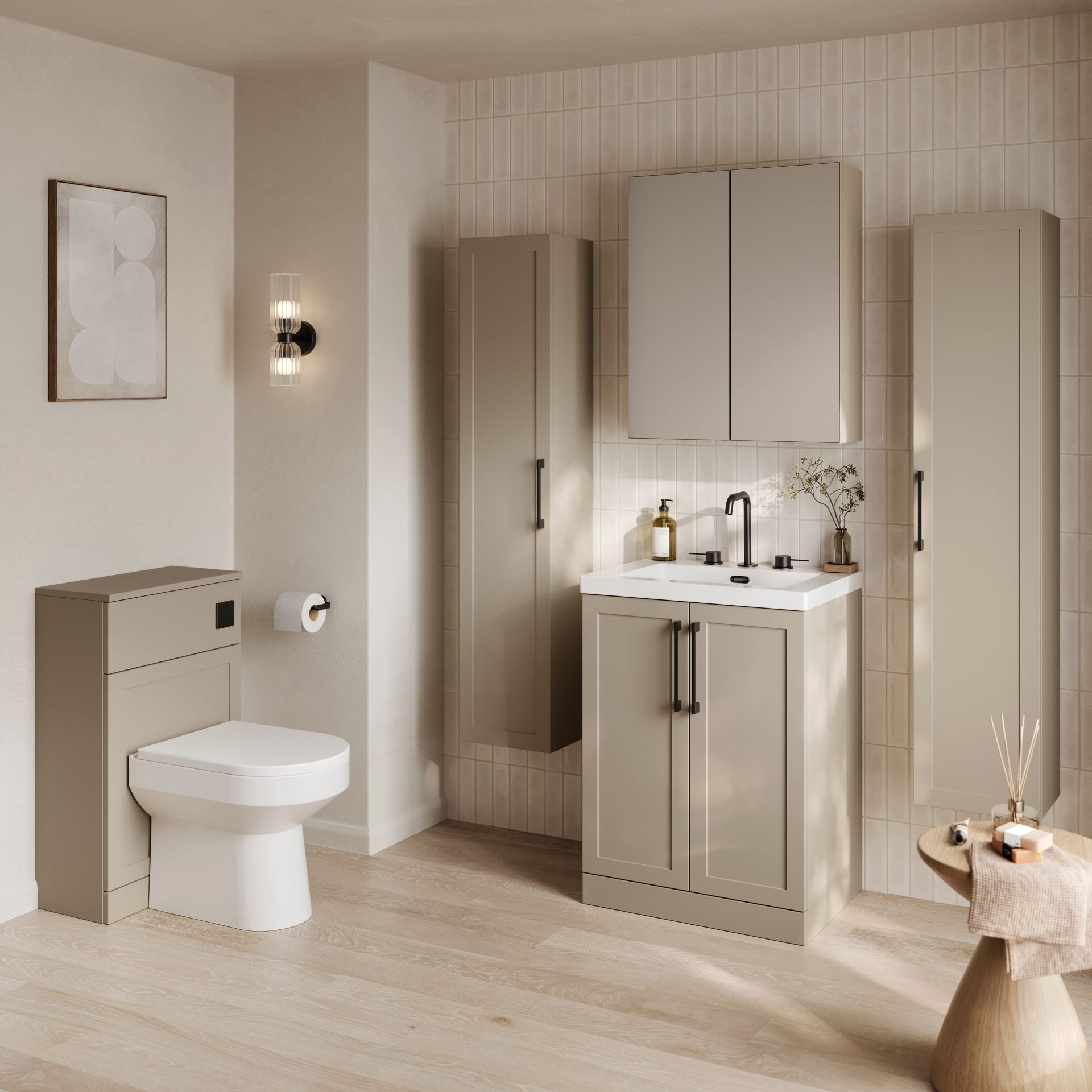 Nuie Lux Larck 800mm 2 Door Floorstanding Vanity Unit – Pebble Grey