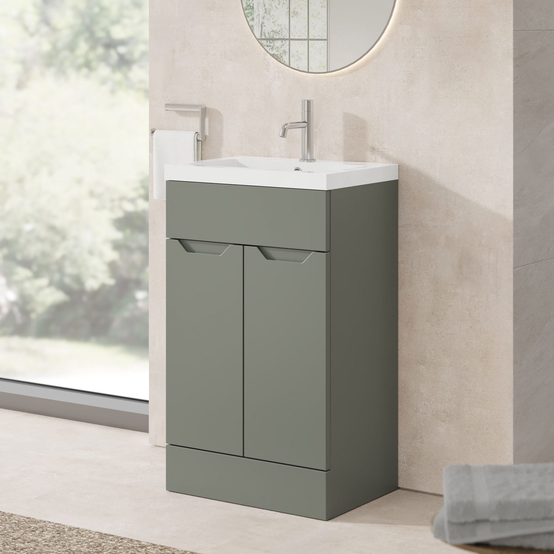 Nuie Lux Loave 500mm 2 Door Standard Floorstanding Unit – Fern Green