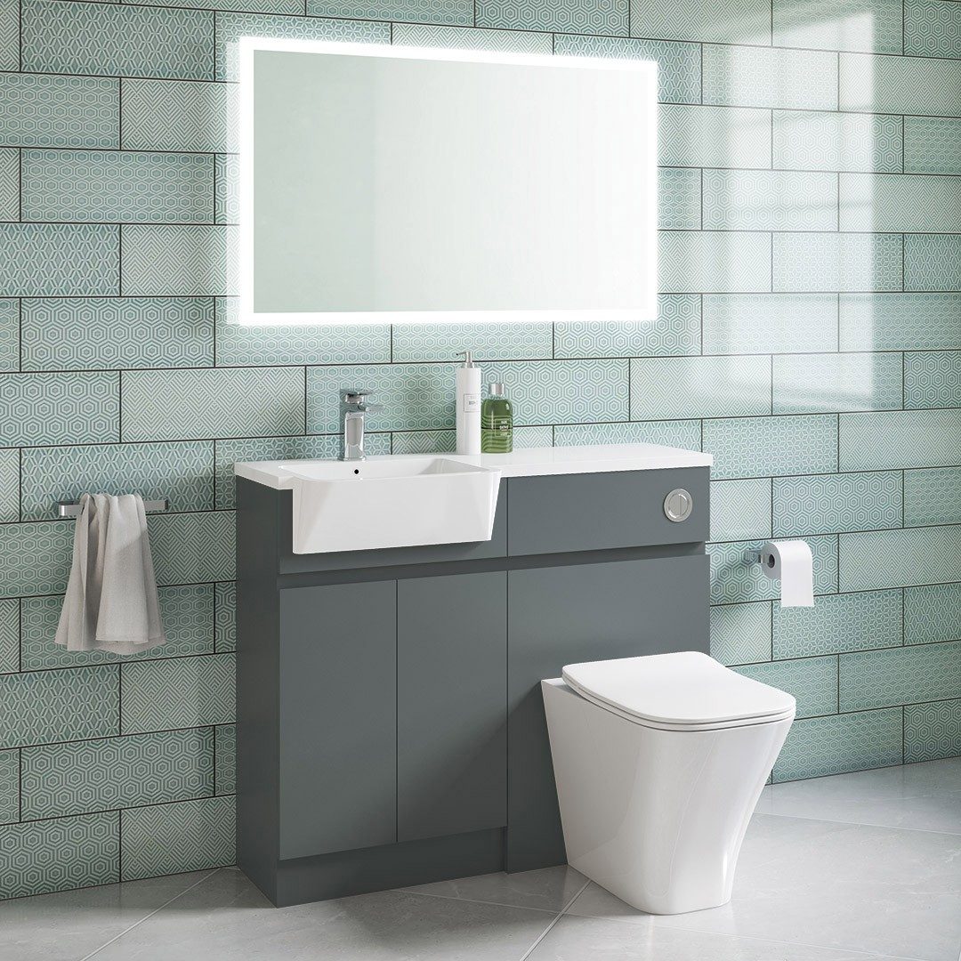 MyStyle Sutton 1000mm Floor Standing Unit & Left Hand Resin Basin – Lead Grey Matt