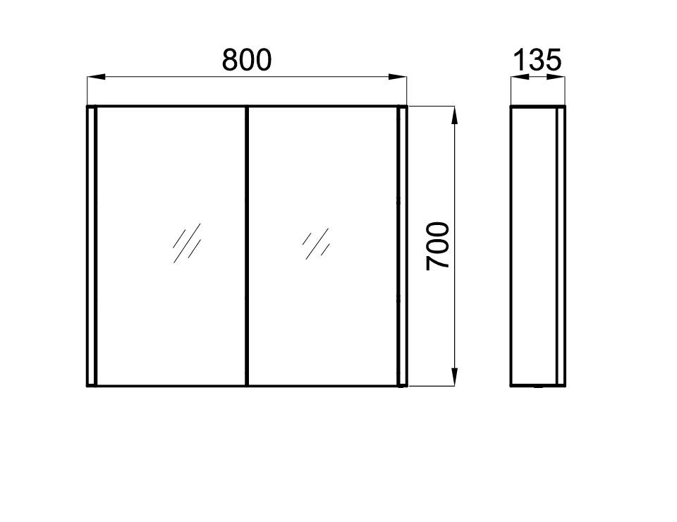 Porcelanosa Noken Smart LED Mirror Cabinet 80x70x13.5cm