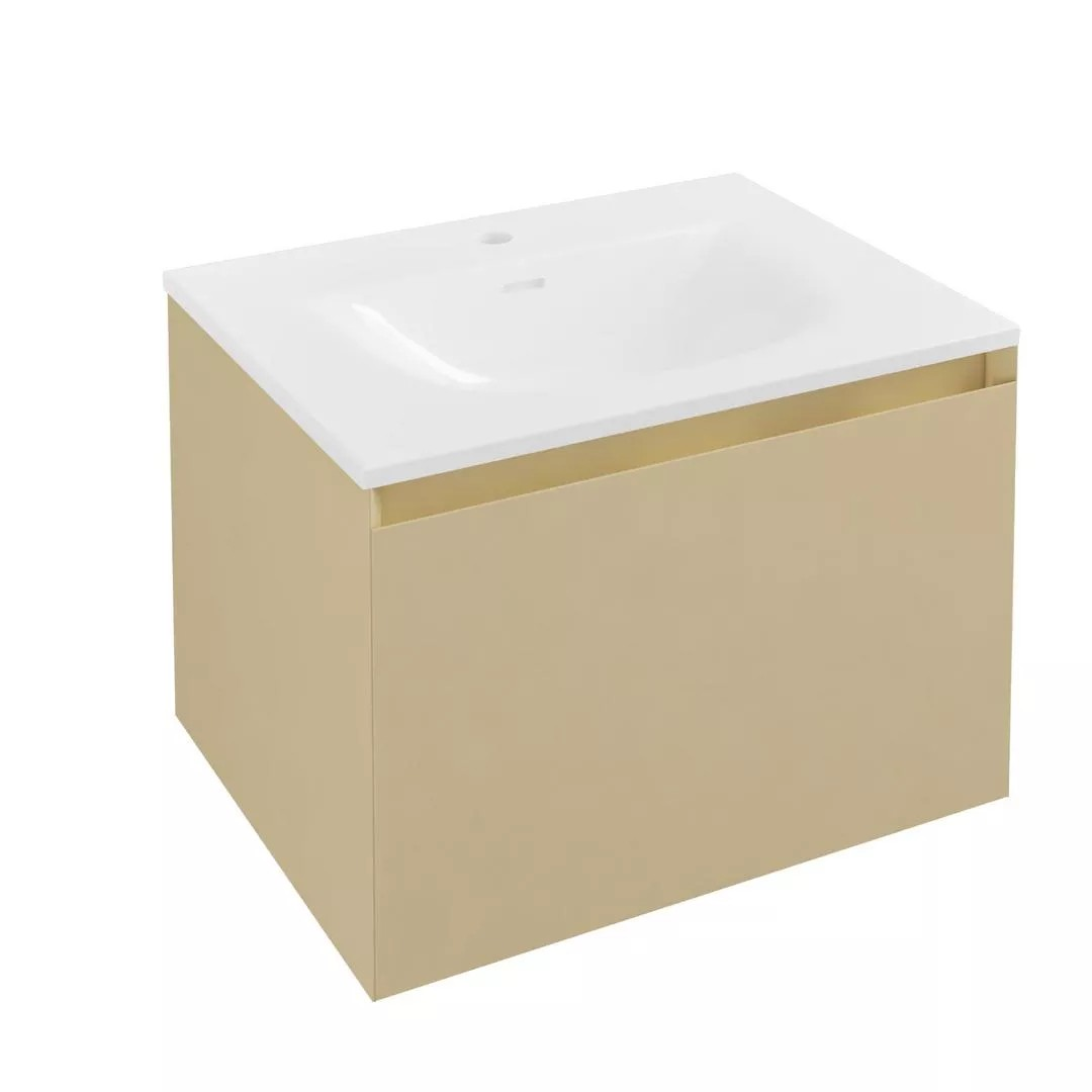Eastbrook Badbury 600mm 1 Drawer Wall Hung Unit & Basin – Sahara