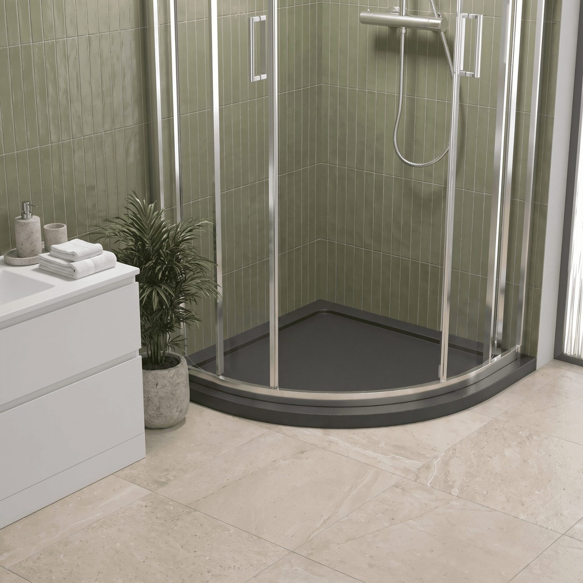 Nuie 40mm Slimline Quadrant Shower Tray – Slate Grey
